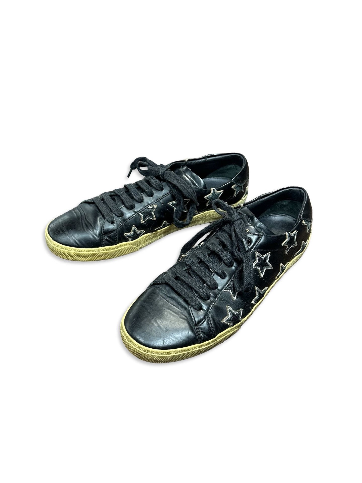 Yves Saint Laurent YSL distressed star low top leather shoes Size US 7 / EU 40 - 1 Thumbnail