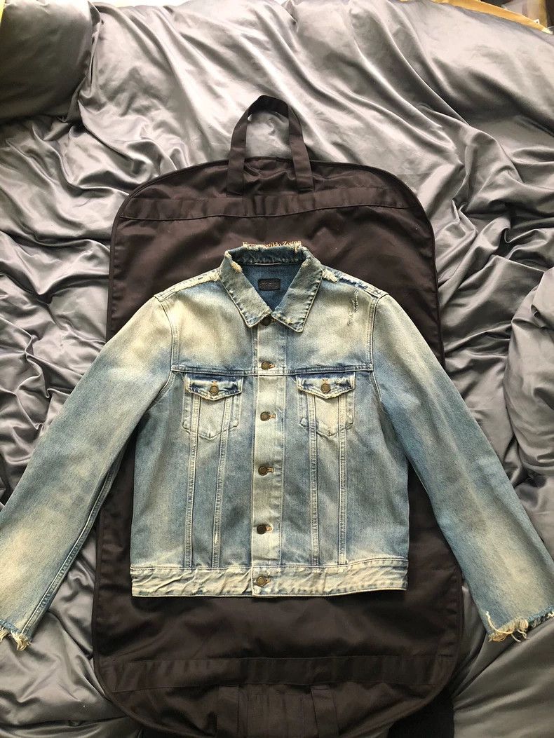 Yves Saint Laurent YSL Distressed Denim Jacket for Men and Women Size US XL / EU 56 / 4 - 1 Thumbnail