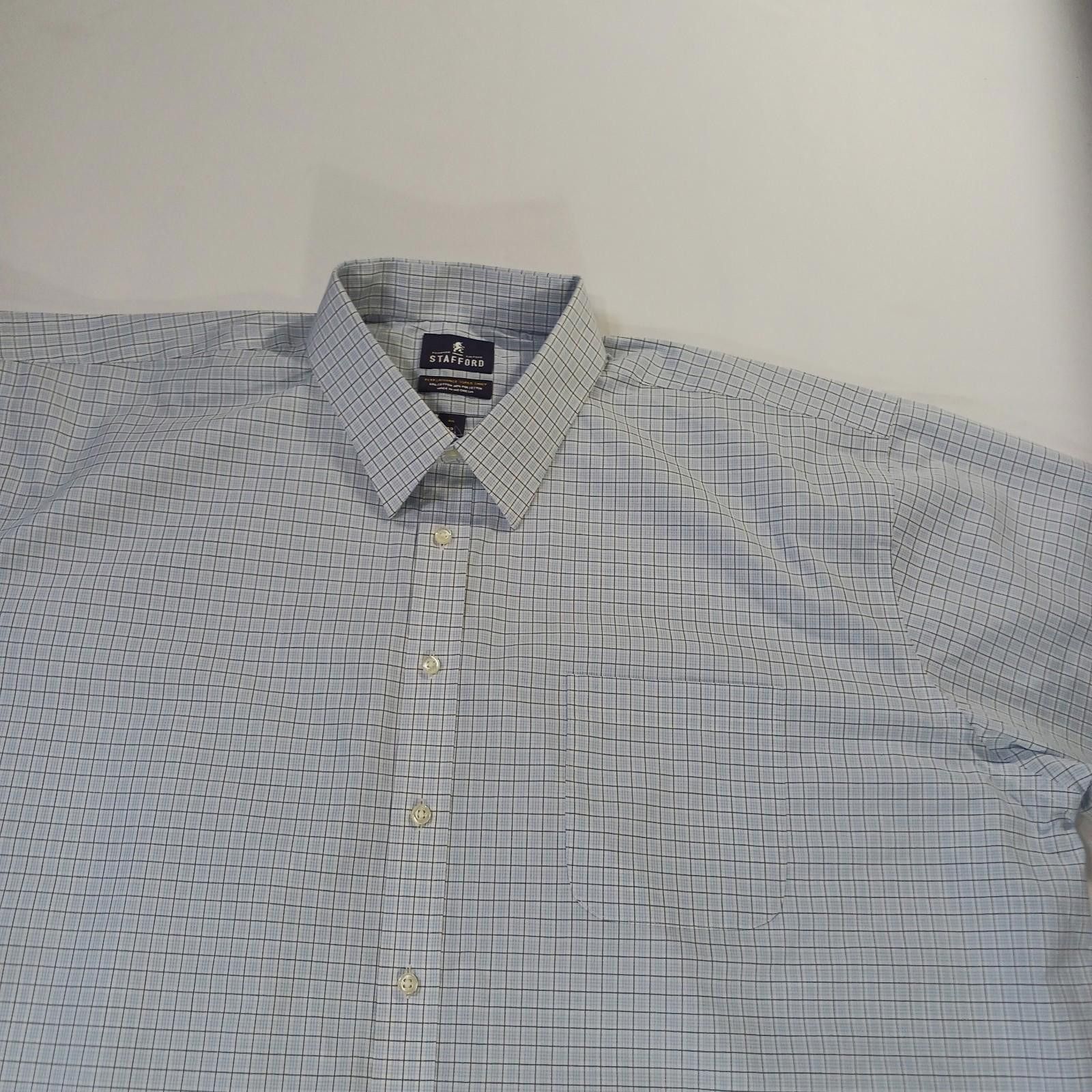 Stafford Stafford RN#93677 Mens White Plaid Shirt Sz Big 19 (36-37) Size US M / EU 48-50 / 2 - 12 Thumbnail