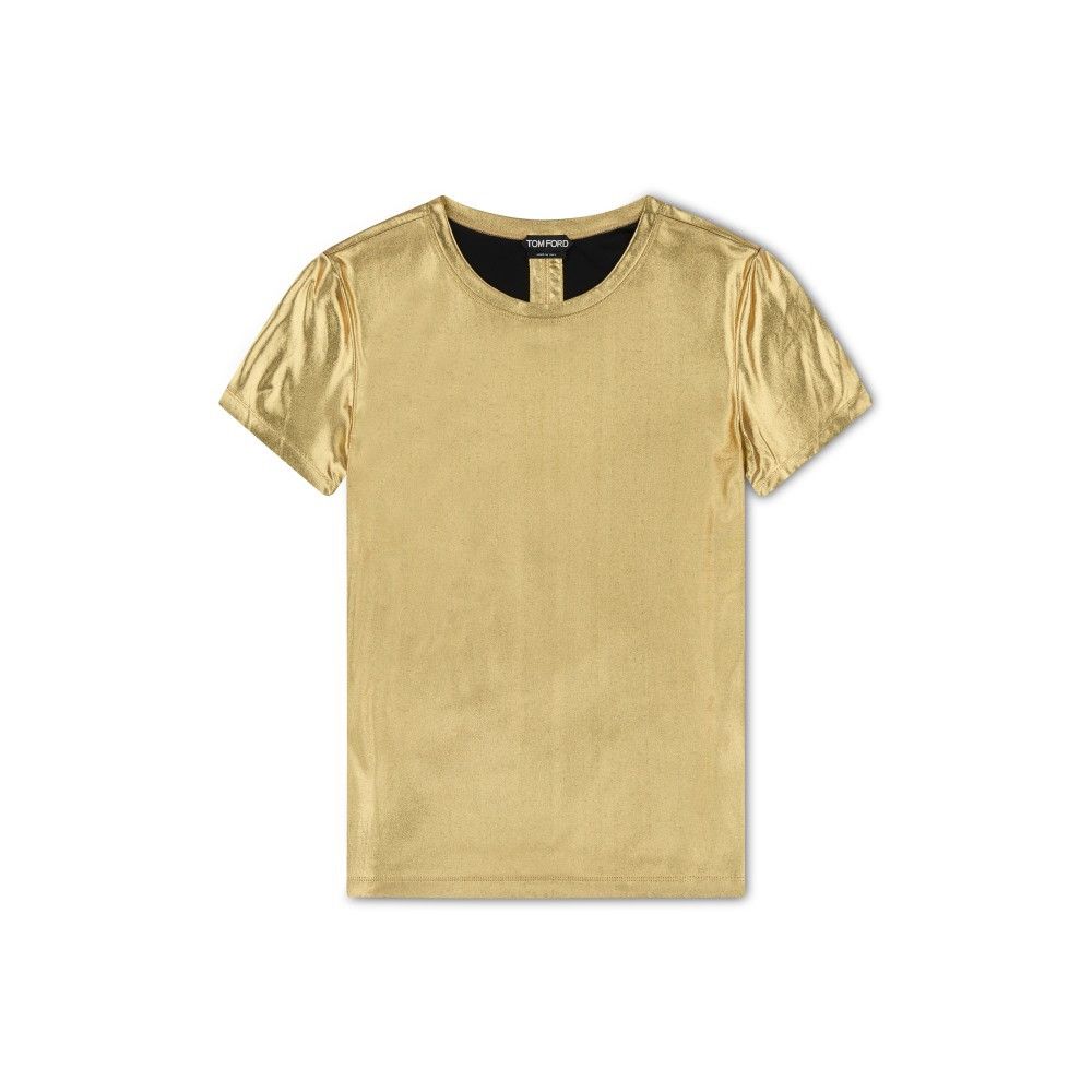 Tom Ford o1loc1c0924 SH0034 Streatch Viscose T-Shirt in Gold Size L / US 10 / IT 46 - 1 Thumbnail