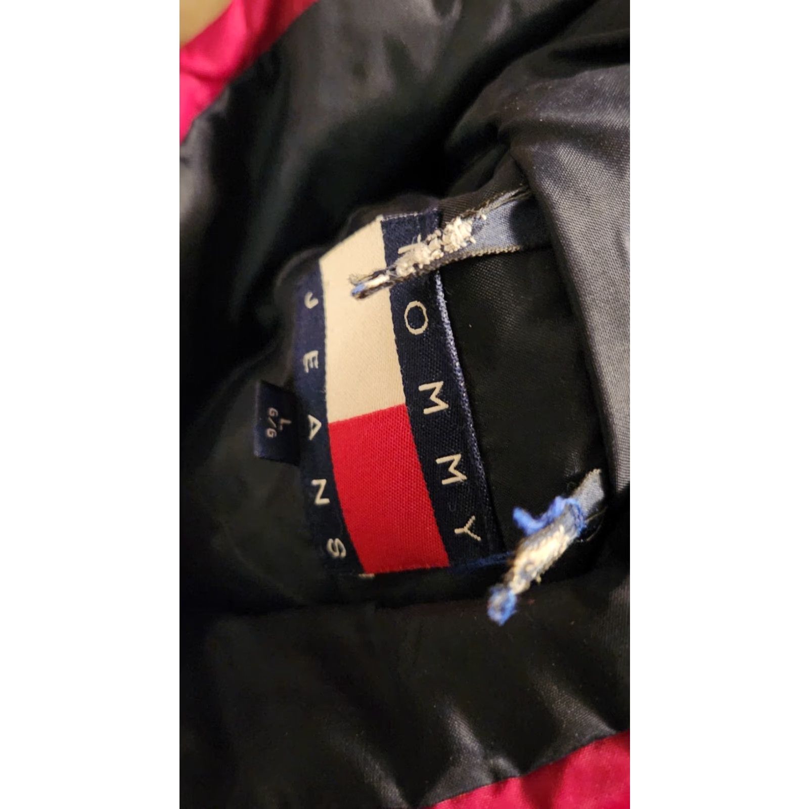 FRED Tommy Jeans Hilfiger Puffer Puffy Jacket Coat L Men Red Down Nylon 90s Size US 33 - 2 Thumbnail