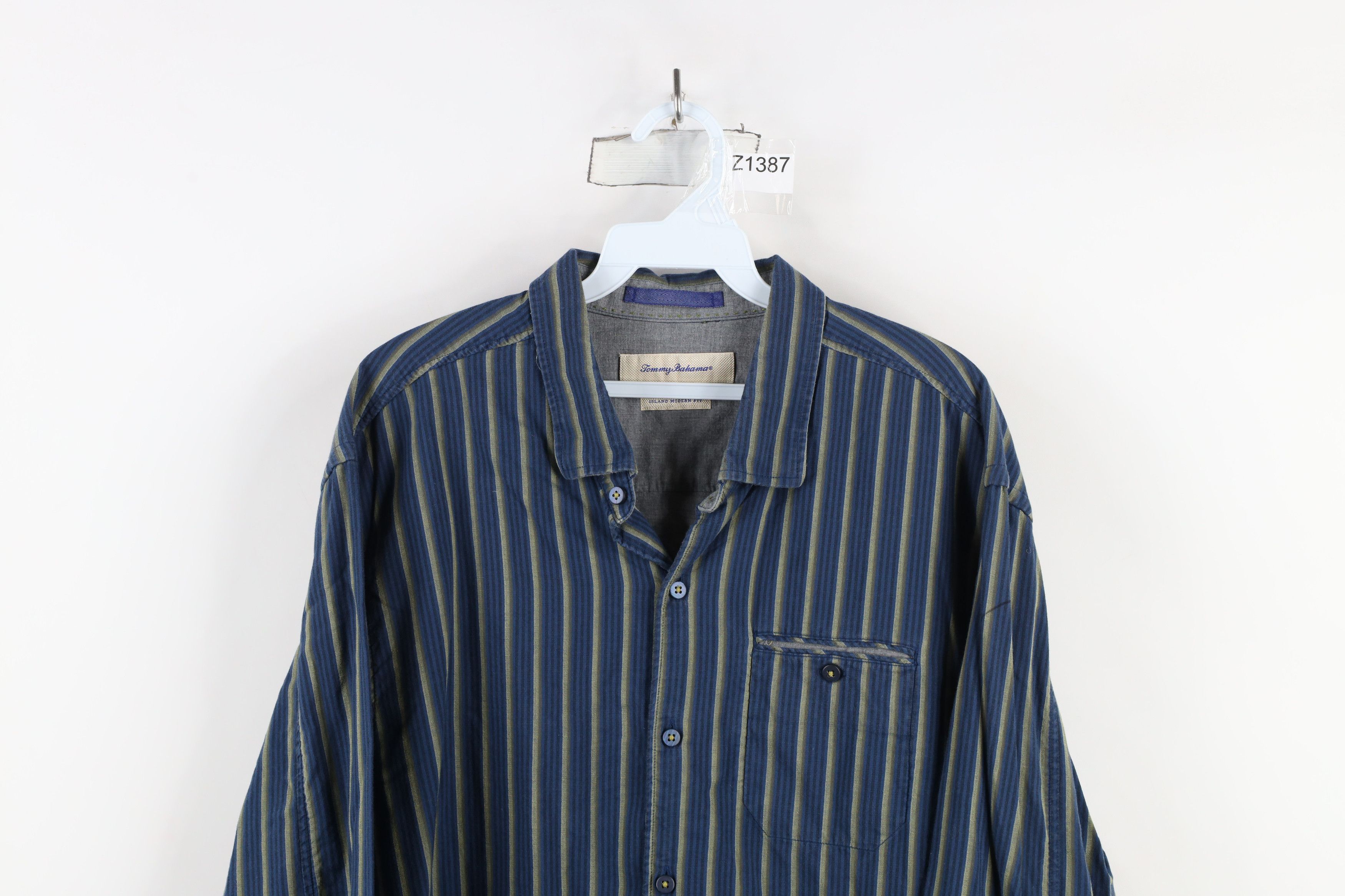 Tommy Bahama × Vintage Vintage Tommy Bahama Blend Striped Collared Button Shirt Size US XL / EU 56 / 4 - 2 Thumbnail