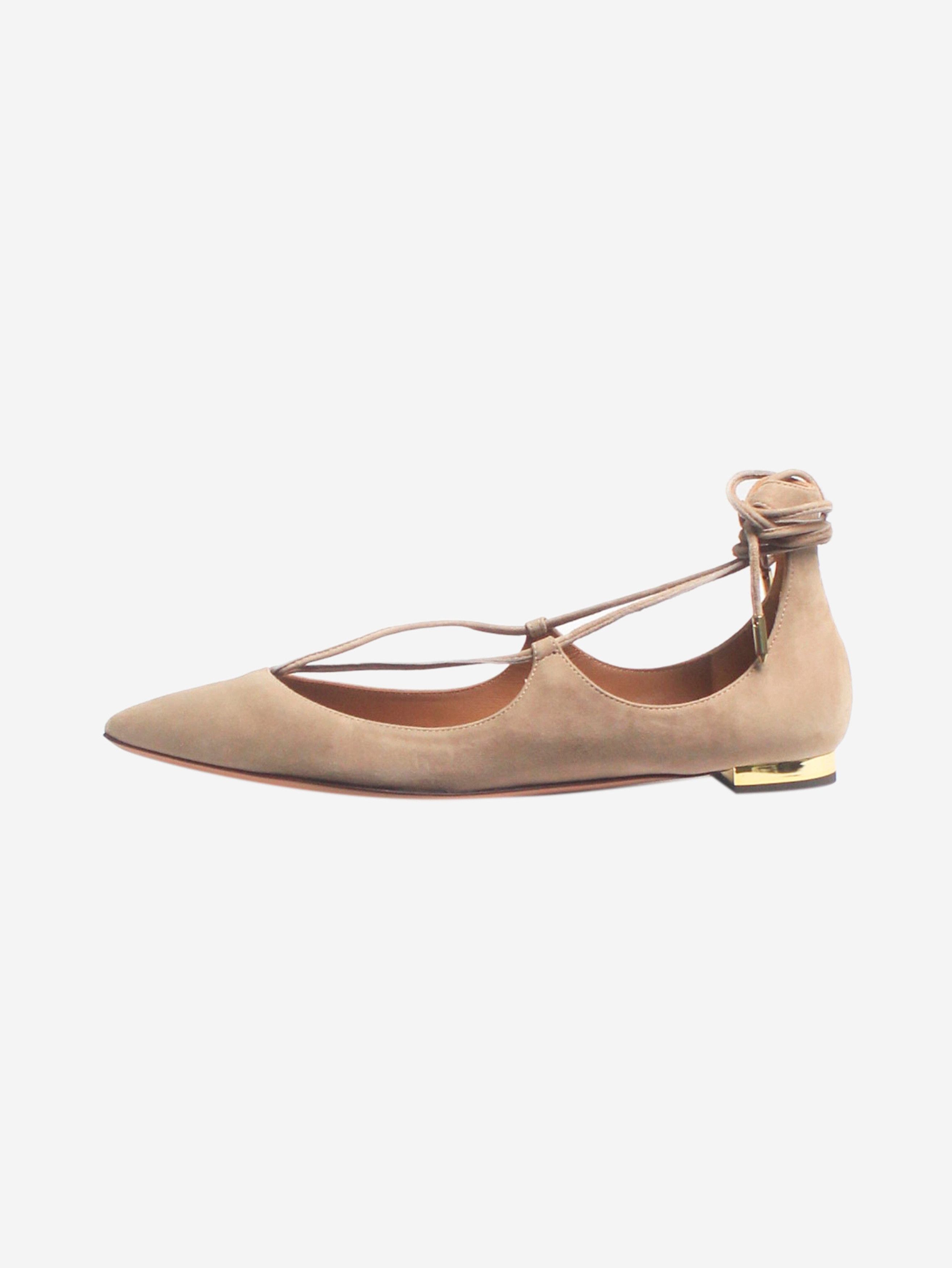 Taupe suede Christy flats - size EU 37