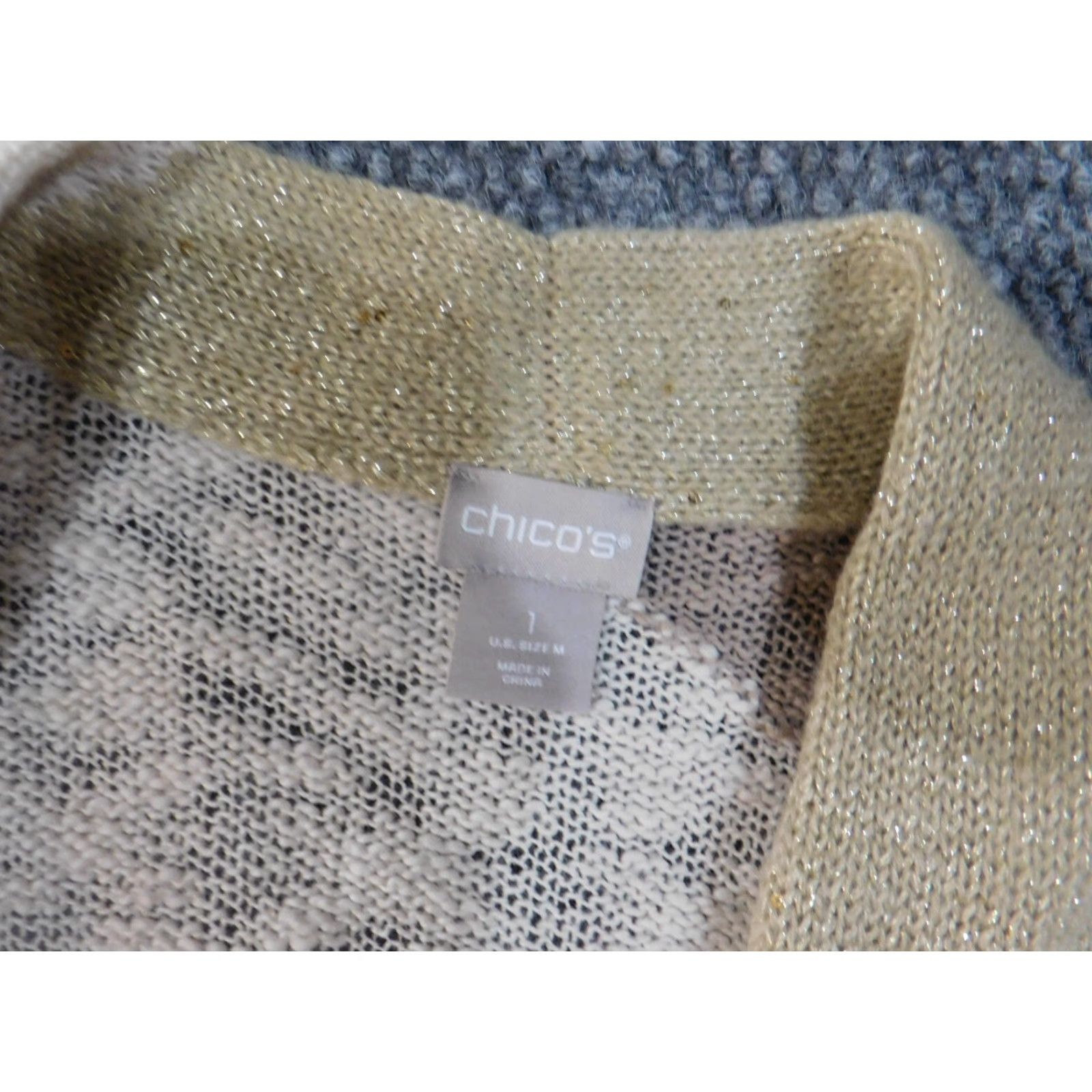 Vintage Chico's Cardigan Sweater Womens Open Knit Brown Geometric Crew Neck 1 Regular Winter Knit Size XS / US 0-2 / IT 36-38 - 6 Thumbnail