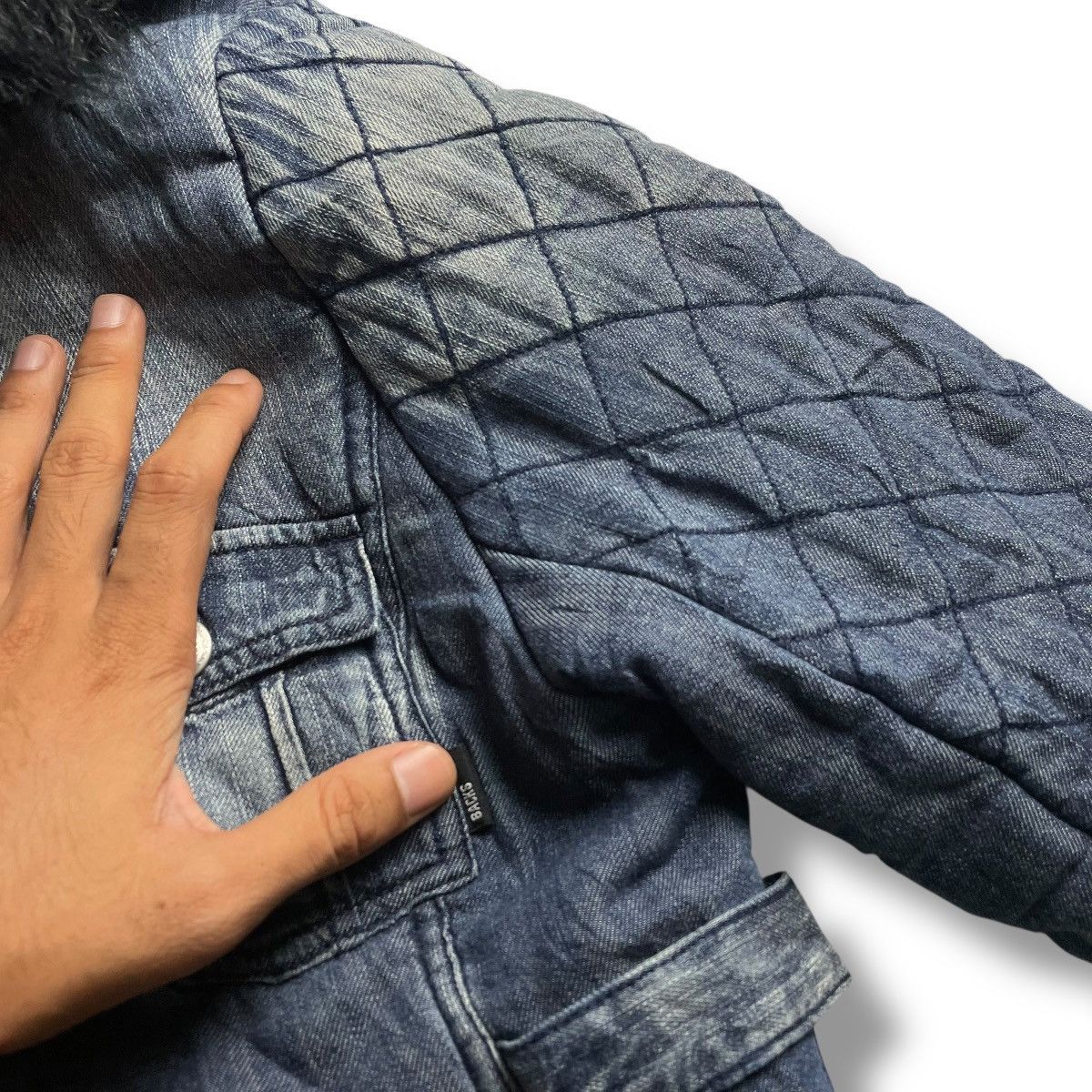 If Six Was Nine × Japanese Brand × Le Grande Bleu (L.G.B.) 🇯🇵 BACKS BUTTON UP FULL ZIP FUR HOODIE DENIM JACKET Size M / US 6-8 / IT 42-44 - 9 Thumbnail