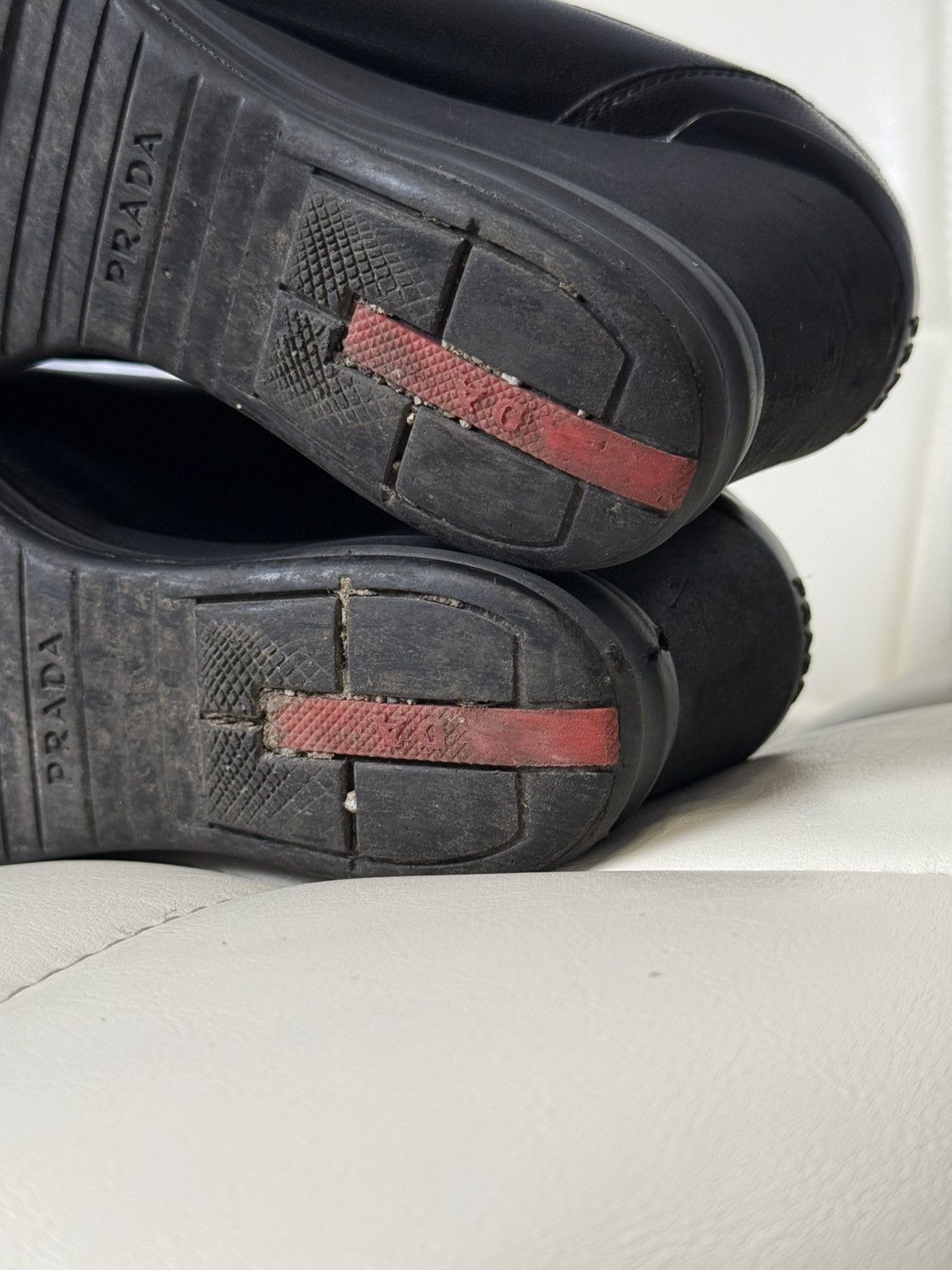 Prada PRADA Wedge Sneakers Black Leather Womens Platform Shoes Size US 6.5 / IT 36.5 - 23 Thumbnail