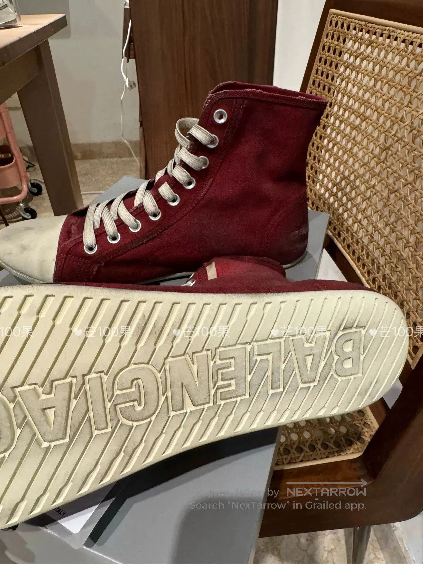 Balenciaga Balenciaga Vintage Distressed Burgundy Canvas Shoes. Size US 10 / EU 43 - 6 Thumbnail