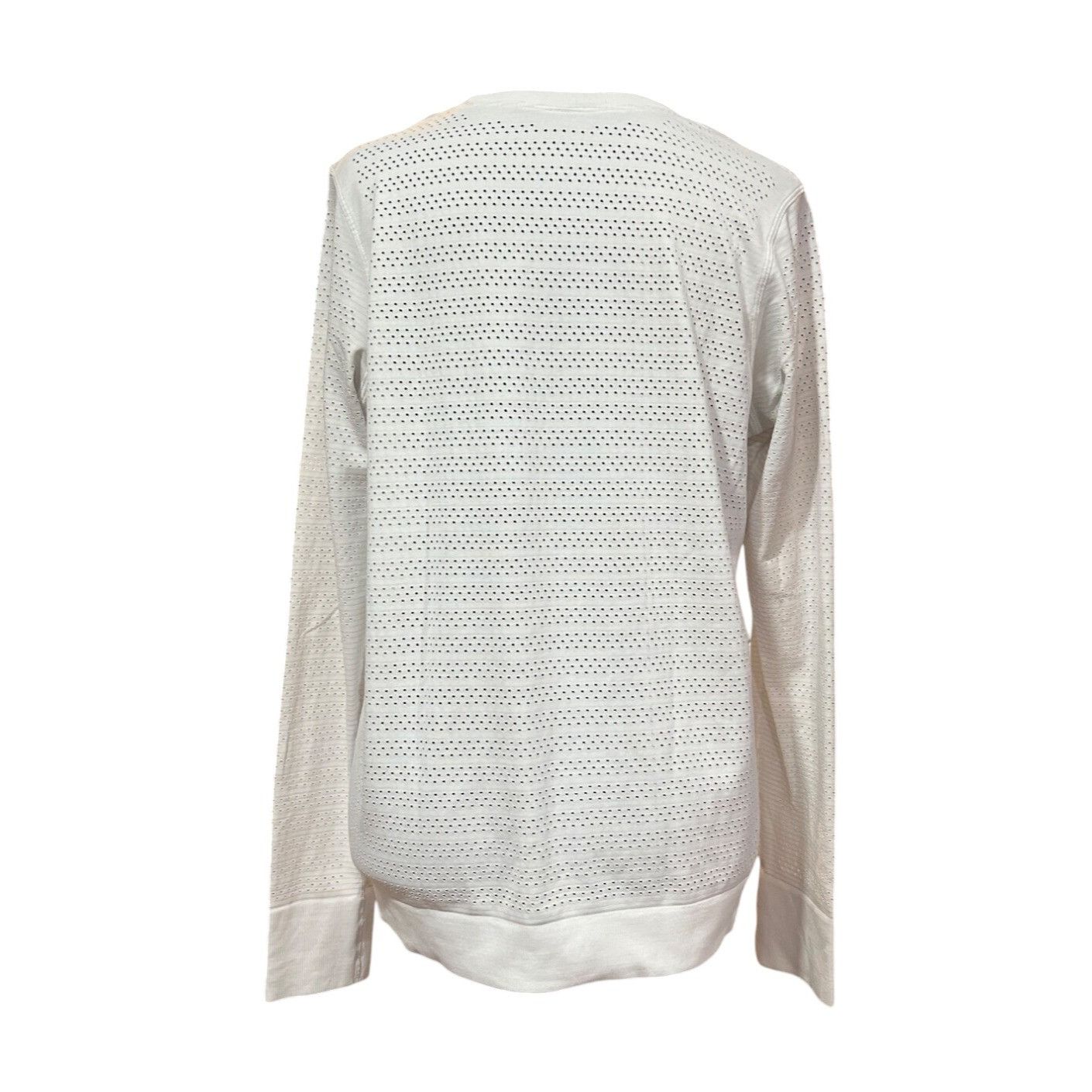 Lululemon 𝓛𝓾𝓵𝓾𝓵𝓮𝓶𝓸𝓷 Women: White Perforated Long Sleeve Top Size L / US 10 / IT 46 - 2 Thumbnail
