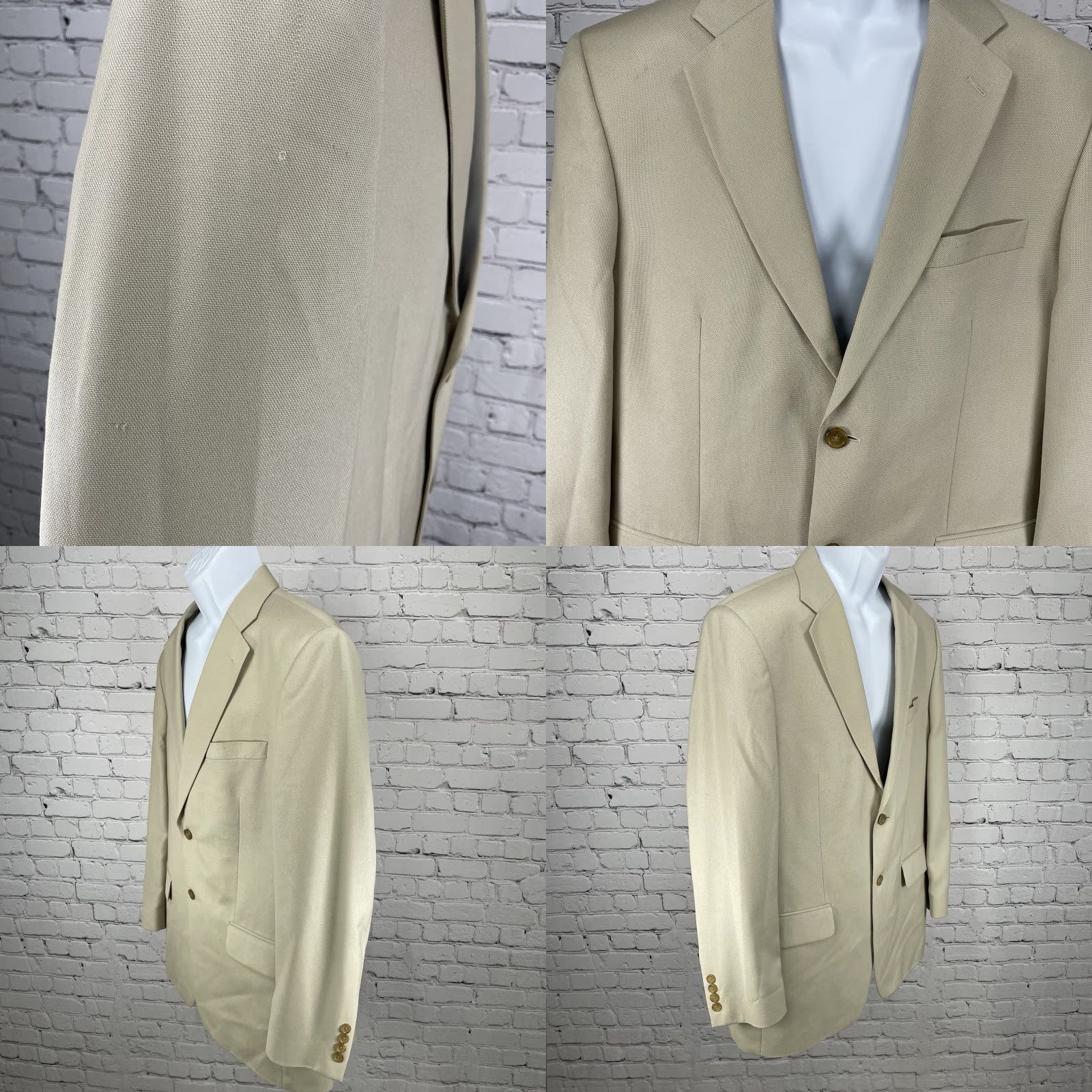 Joseph Joseph & Feiss Beige 2 Button Single Vented Notch Blazer Sport Coat Size 43R Size 46R - 8 Thumbnail