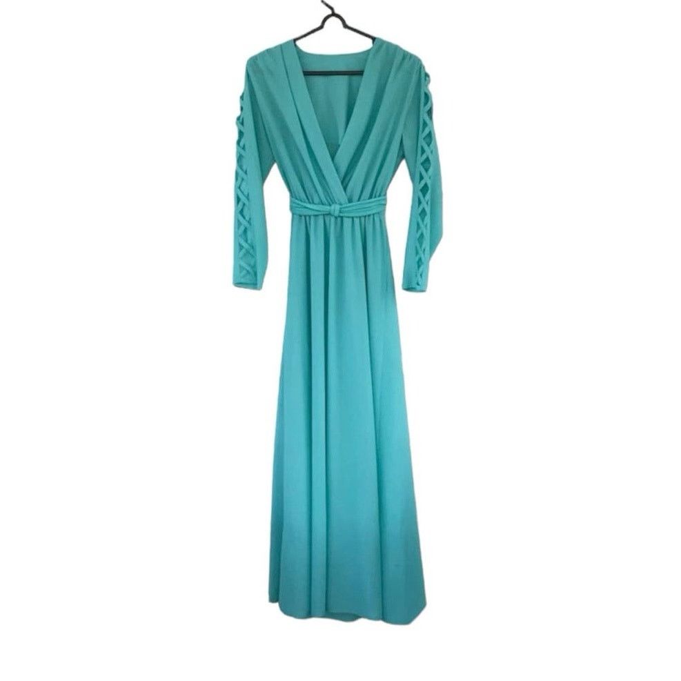 Vintage VTG 60s 70s retro handmade one of a kind maxi dress Size M / US 6-8 / IT 42-44 - 2 Thumbnail