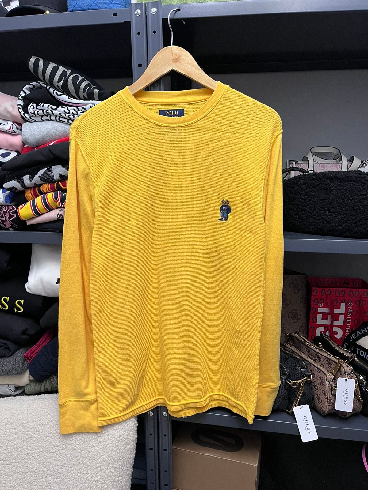 Pre-owned Polo Ralph Lauren X Vintage Ralph Laurent Polo Bear Longsleeve In Yellow