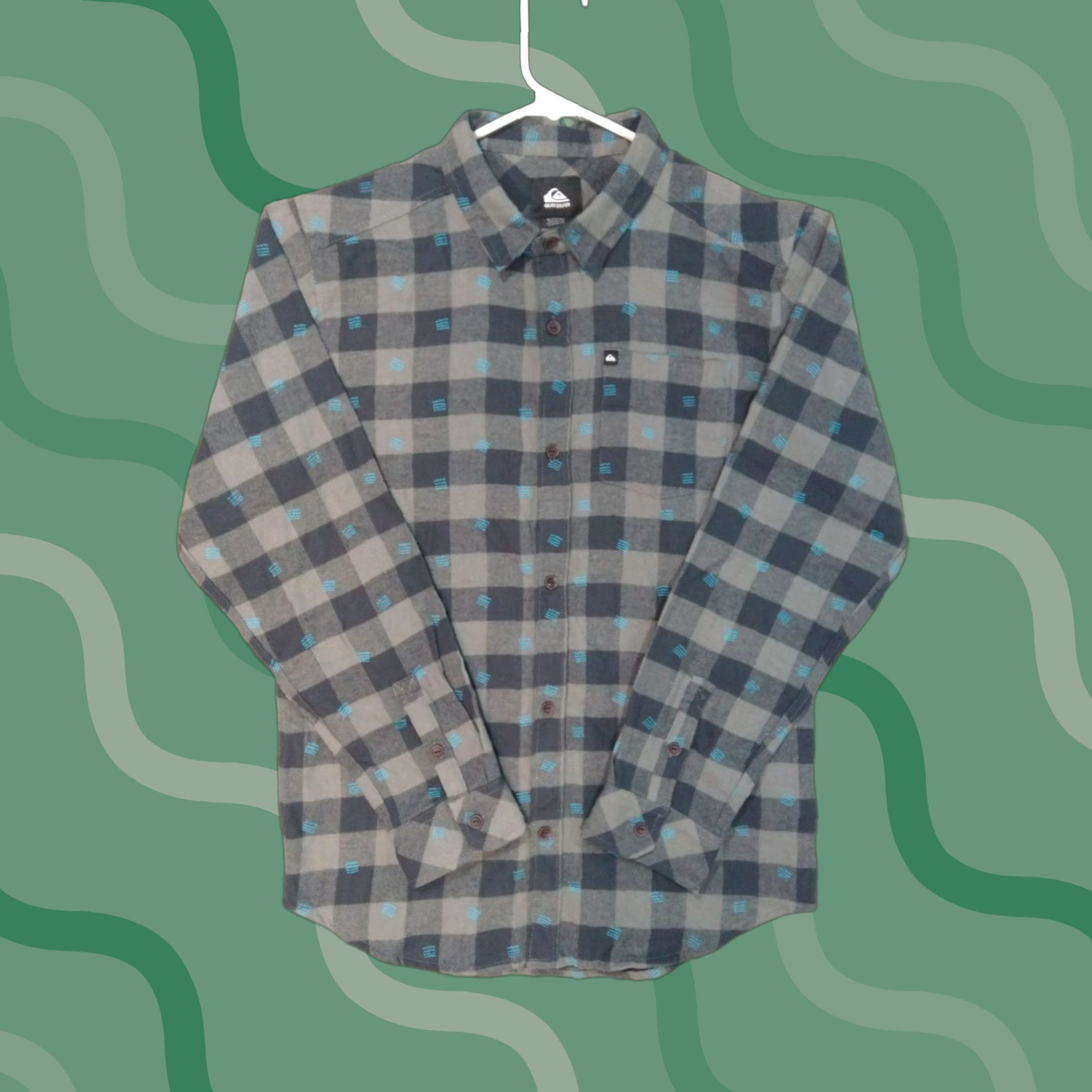 Quiksilver Quiksilver Shirt Mens XL Button-Up Long Sleeve Plaid Flannel Gray Black Cotton Polyester Shirt Size US XL / EU 56 / 4 - 1 Thumbnail