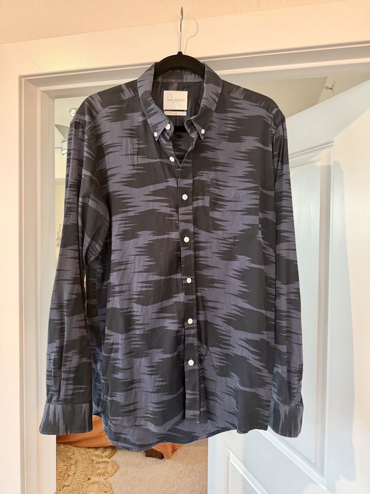 Saturdays NYC Saturdays Surf NYC Printed Button-Down Shirt Navy/Black Size US L / EU 52-54 / 3 - 1 Thumbnail