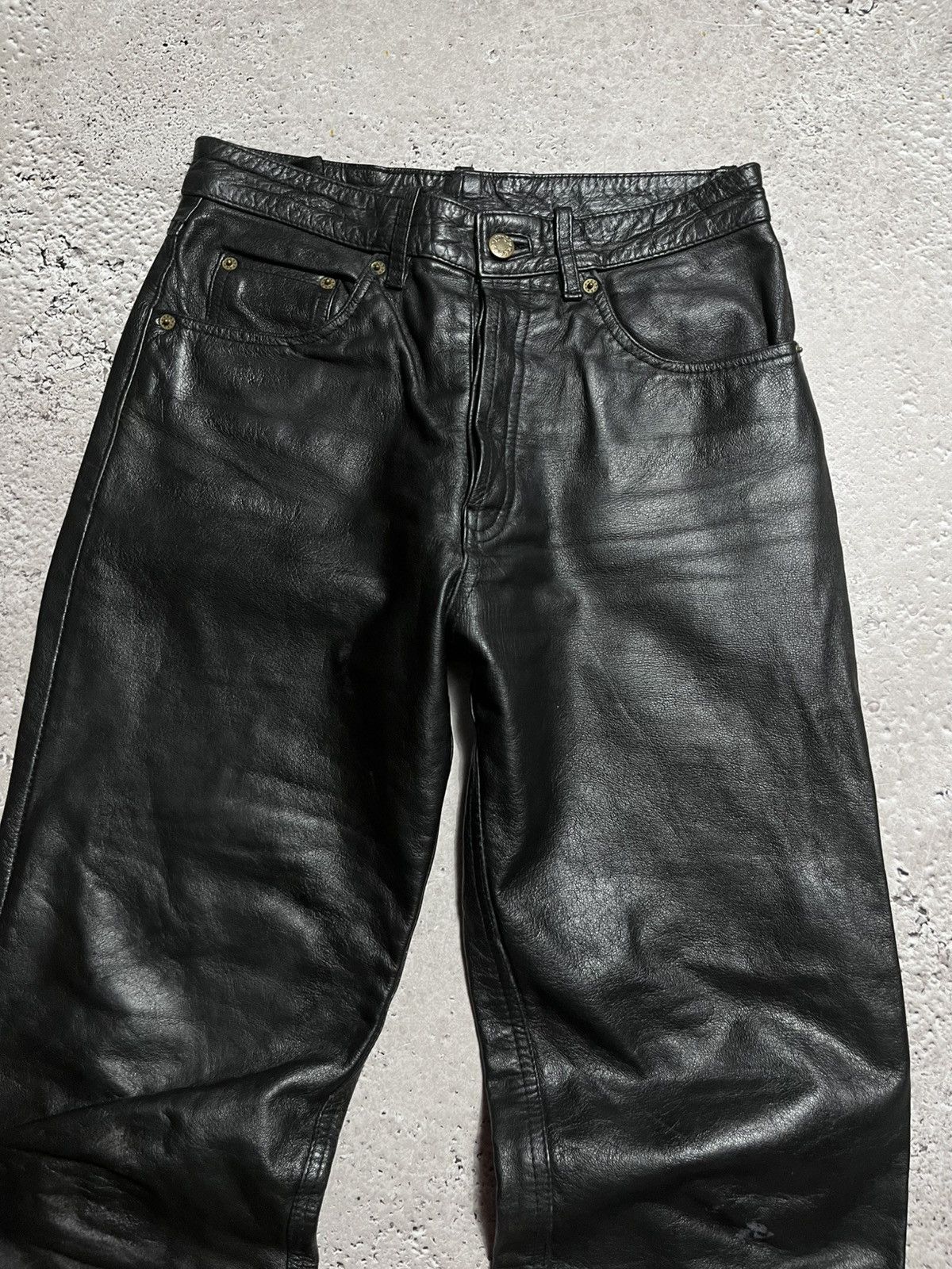 Japanese Brand × Leather Vintage Black Avant-Garde Real Leather Pants with Edgy Style Size US 30 / EU 46 - 10 Thumbnail