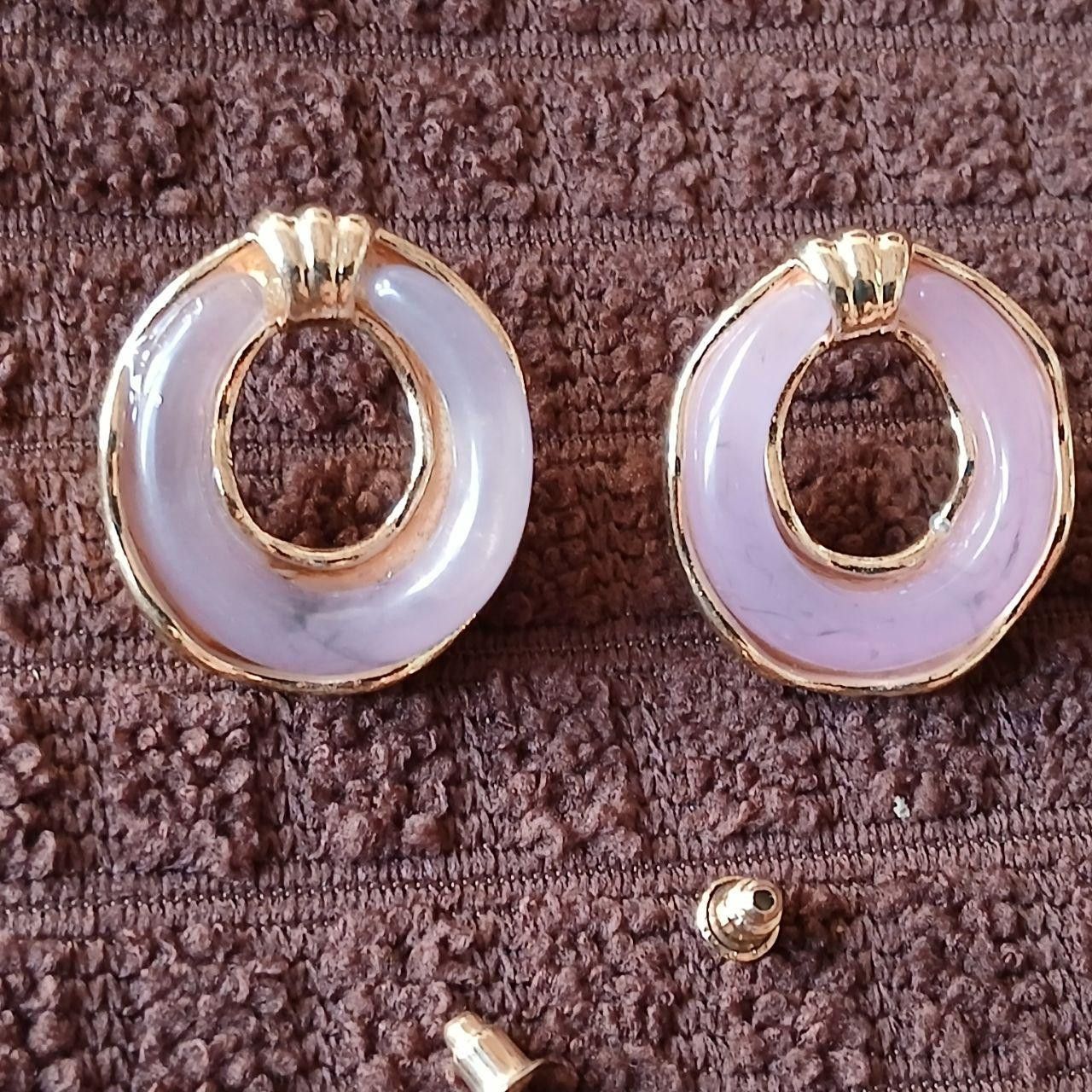 Other Elegant Hollow Oval Metal Resin Earrings Size ONE SIZE - 2 Thumbnail