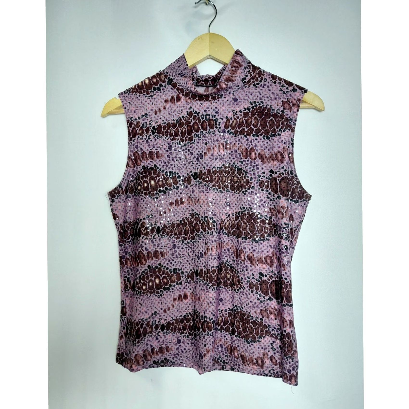 Vintage Heavenly Purple Graphic Print Knit Sleeveless Top M Women United States Made in USA Size M / US 6-8 / IT 42-44 - 2 Thumbnail