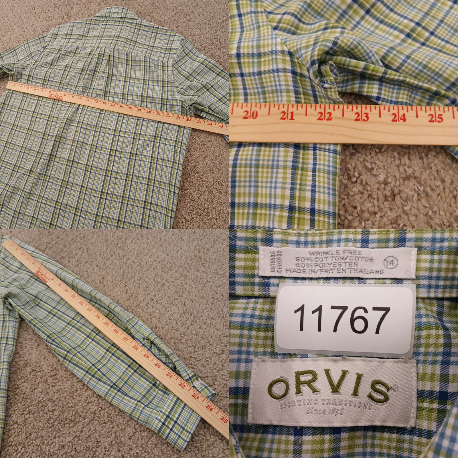 Orvis Orvis Shirt Womens 14 Green Plaid Long Sleeve Button-Up Cotton Blend Regular, Womens, Button-Up, 14, Green, Plaid, Long Sleeve Size XL / US 12-14 / IT 48-50 - 8 Thumbnail