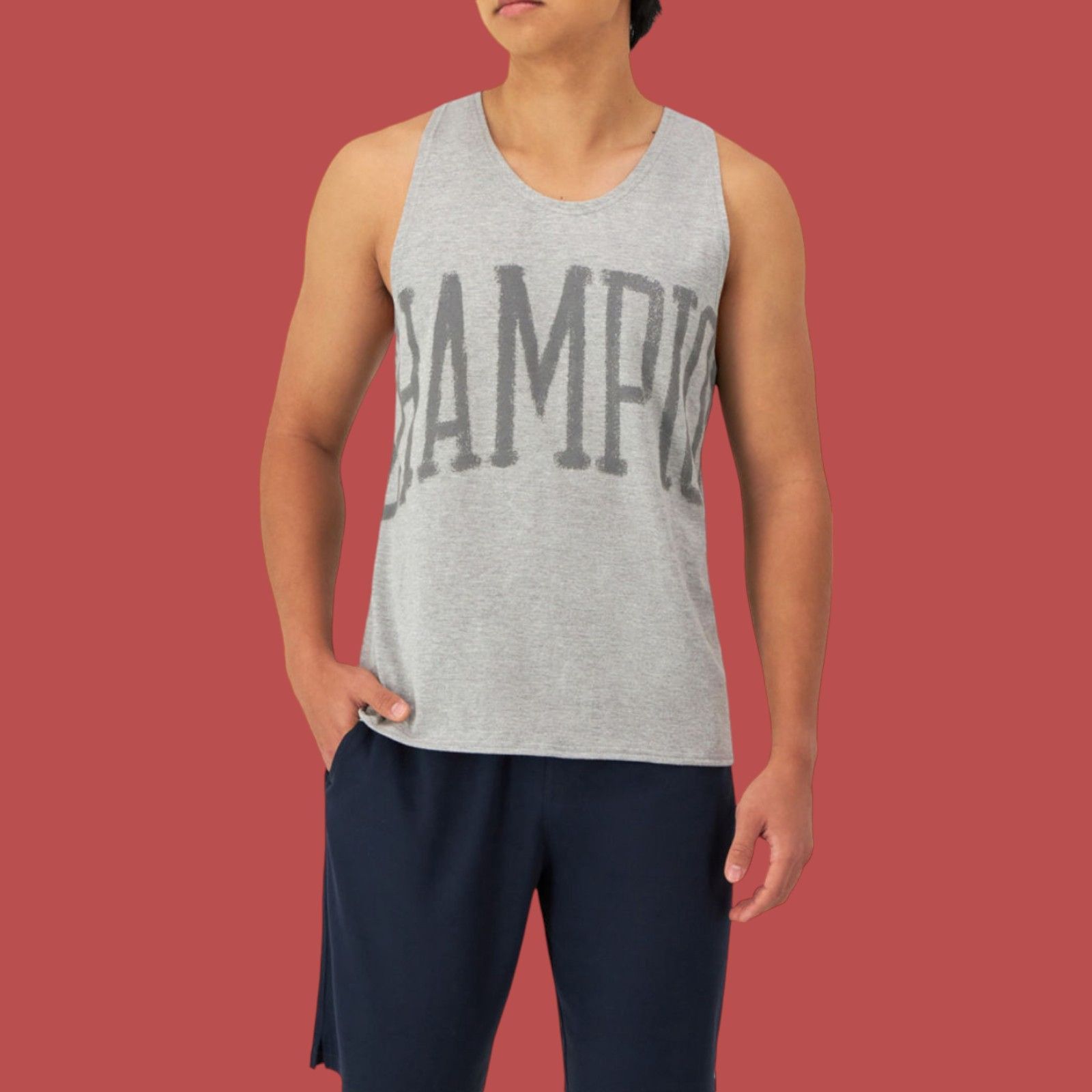 Champion Champion - Men's Round Neck Sleeveless Tank Top - Gray - Med Size US M / EU 48-50 / 2 - 1 Thumbnail