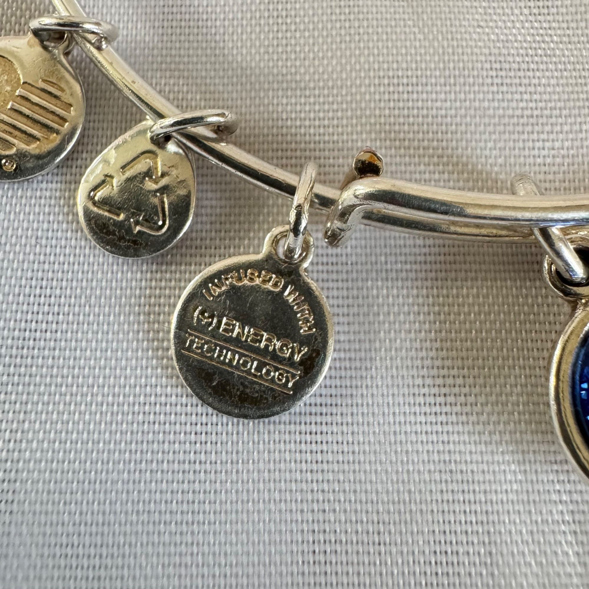 Vintage Alex & Ani Gold Tone Sapphire September Birthstone Charm Ban Size ONE SIZE - 2 Thumbnail