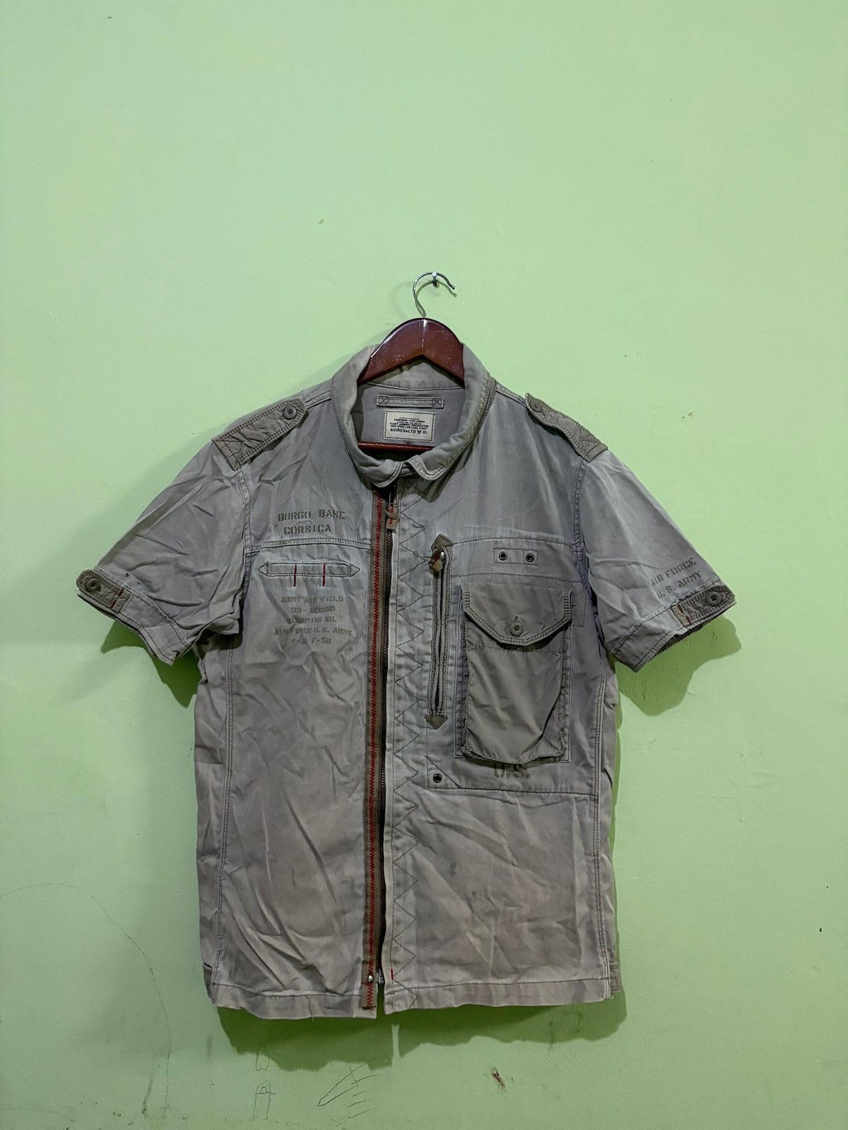 VTG Avirex Zipper Shirt Single pocket Military Fashion
