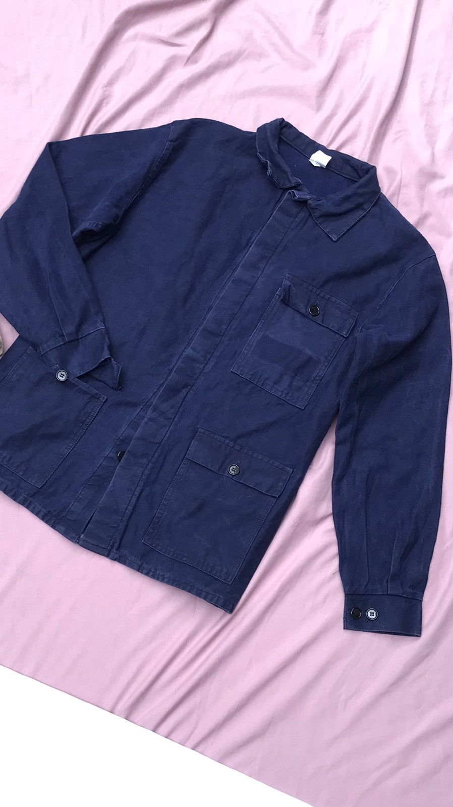 Indigo indigo dyed sashiko like texture marble patina chore jacket Size US M / EU 48-50 / 2 - 3 Thumbnail