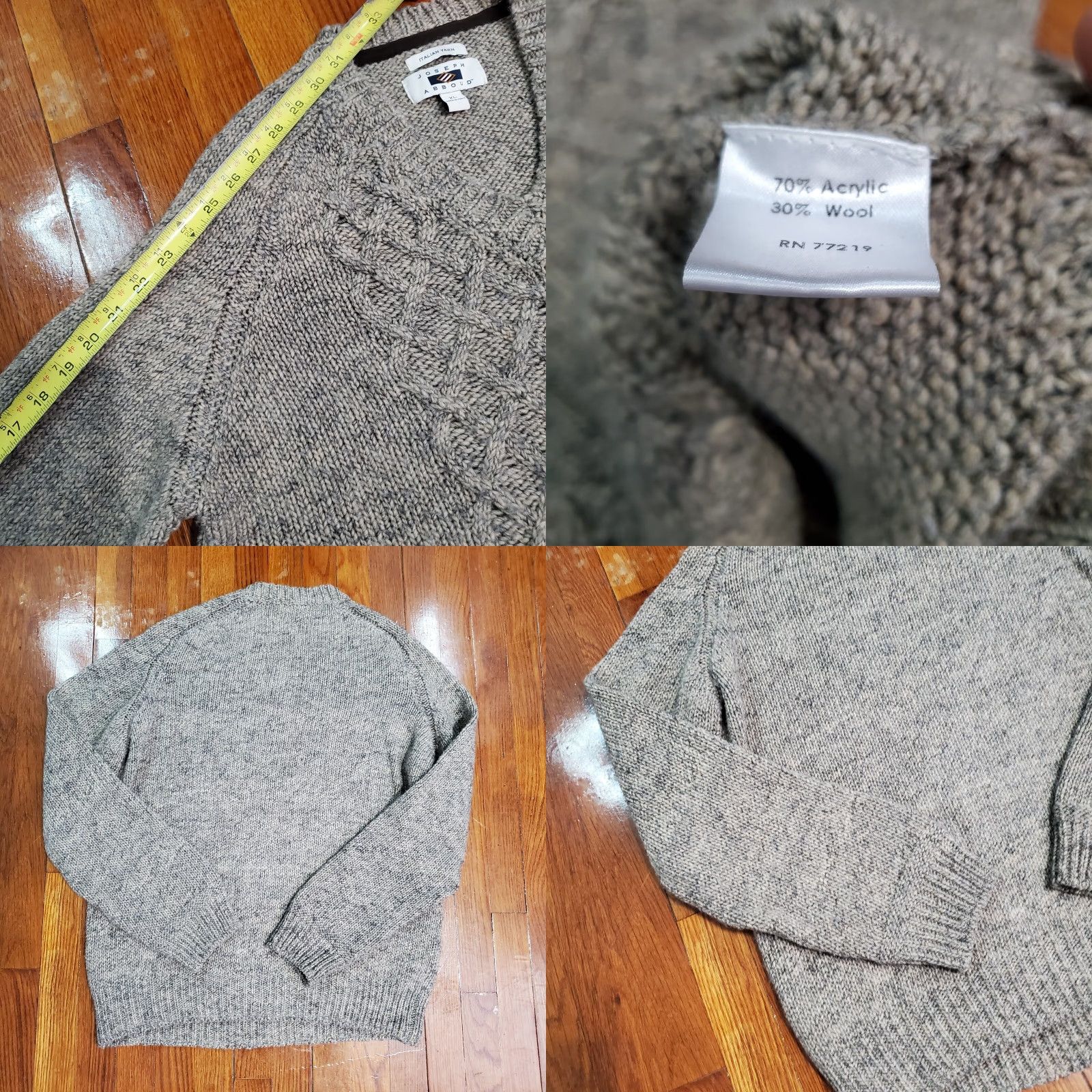 Joseph Abboud Joseph Abboud Sweater XL Wool Brown Fisherman V Neck Cable Knit Men's Pullover Size US XL / EU 56 / 4 - 8 Thumbnail