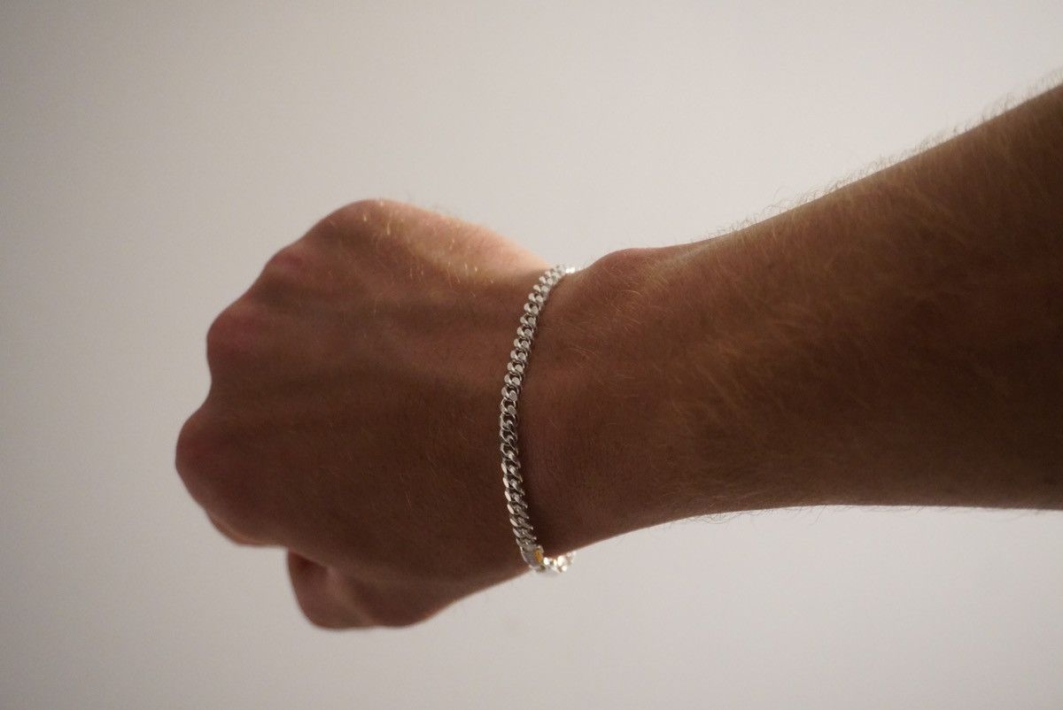 Jewelry Silver Bracelet Solid .925 Silver Miami Cuban Link 4mm 7in Size ONE SIZE - 4 Thumbnail