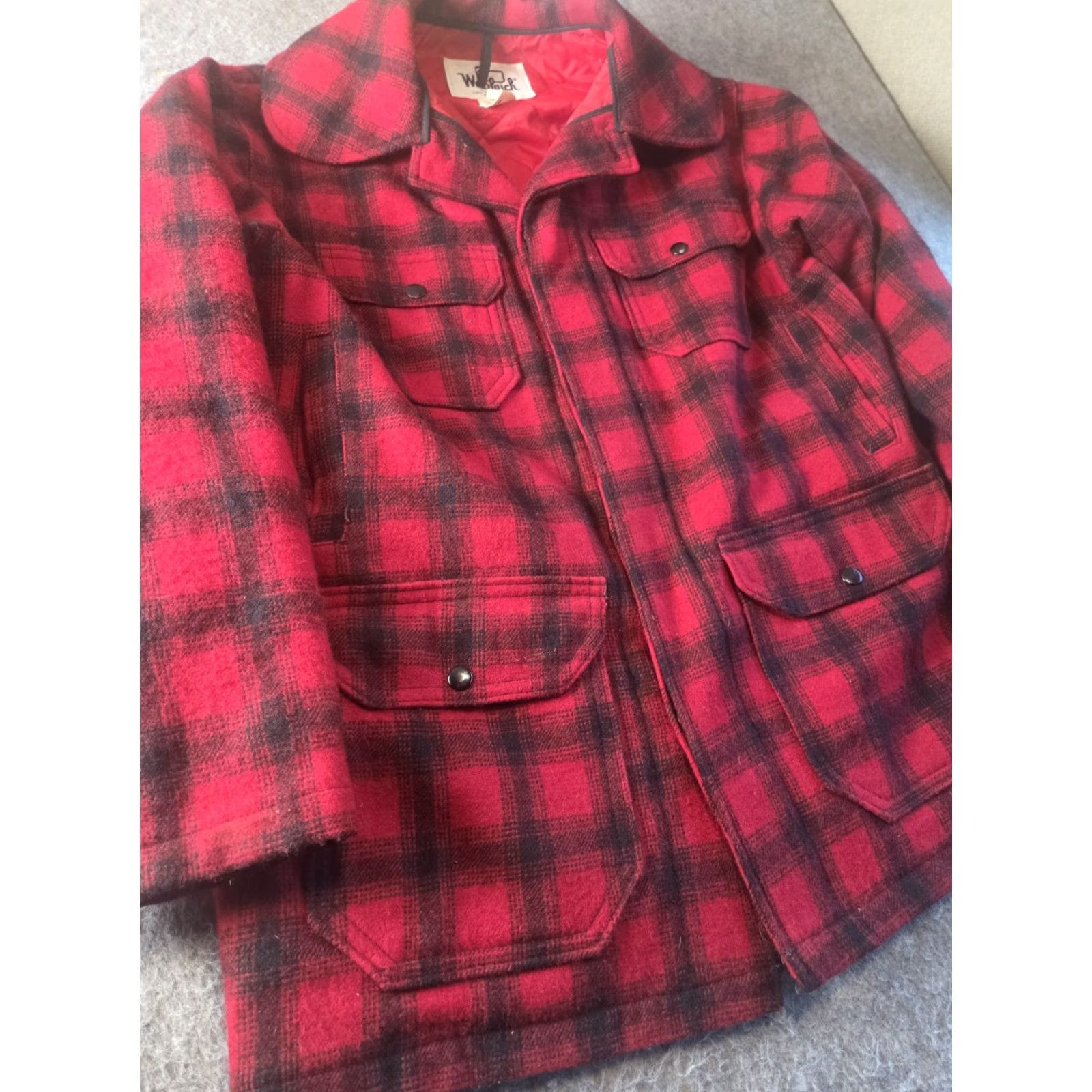 Vintage VINTAGE Woolrich Wool Mackinaw Buffalo Plaid Jacket Men 40 Red Black Lined USA 523 Size US XXS / EU 40 - 2 Thumbnail
