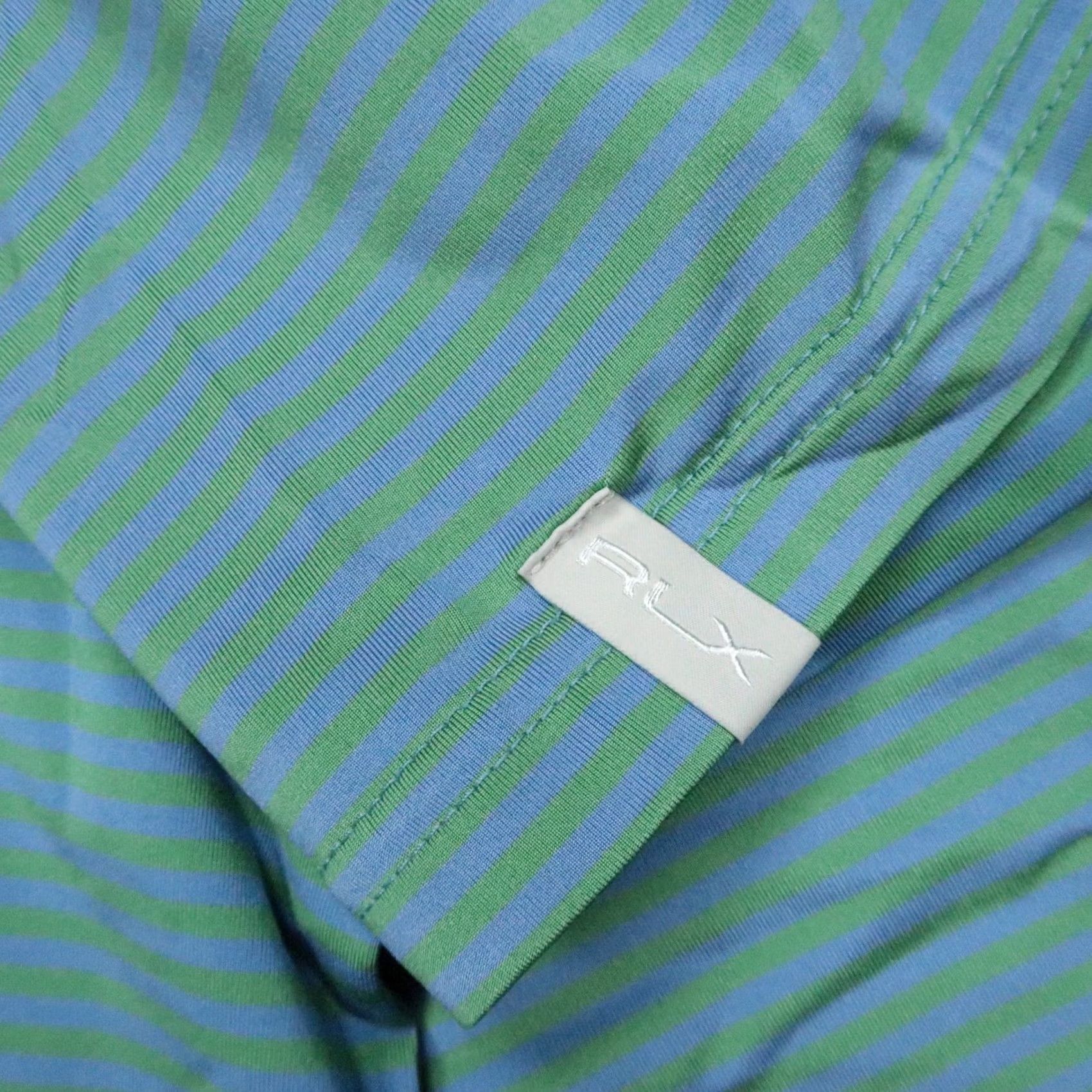 RLX Ralph Lauren RLX Ralph Lauren Polo Shirt Men 2XL Blue Green Striped Short Sleeve Athletic Moisture Wicking Golf Casual Activewear Size US XXL / EU 58 / 5 - 4 Thumbnail