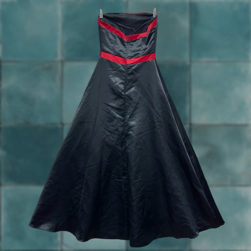 navy blue dress for baby girl Vintage McClintock Prom Dress Corset Paisley Bodice 90s Green/ Black Size 10 main image 0