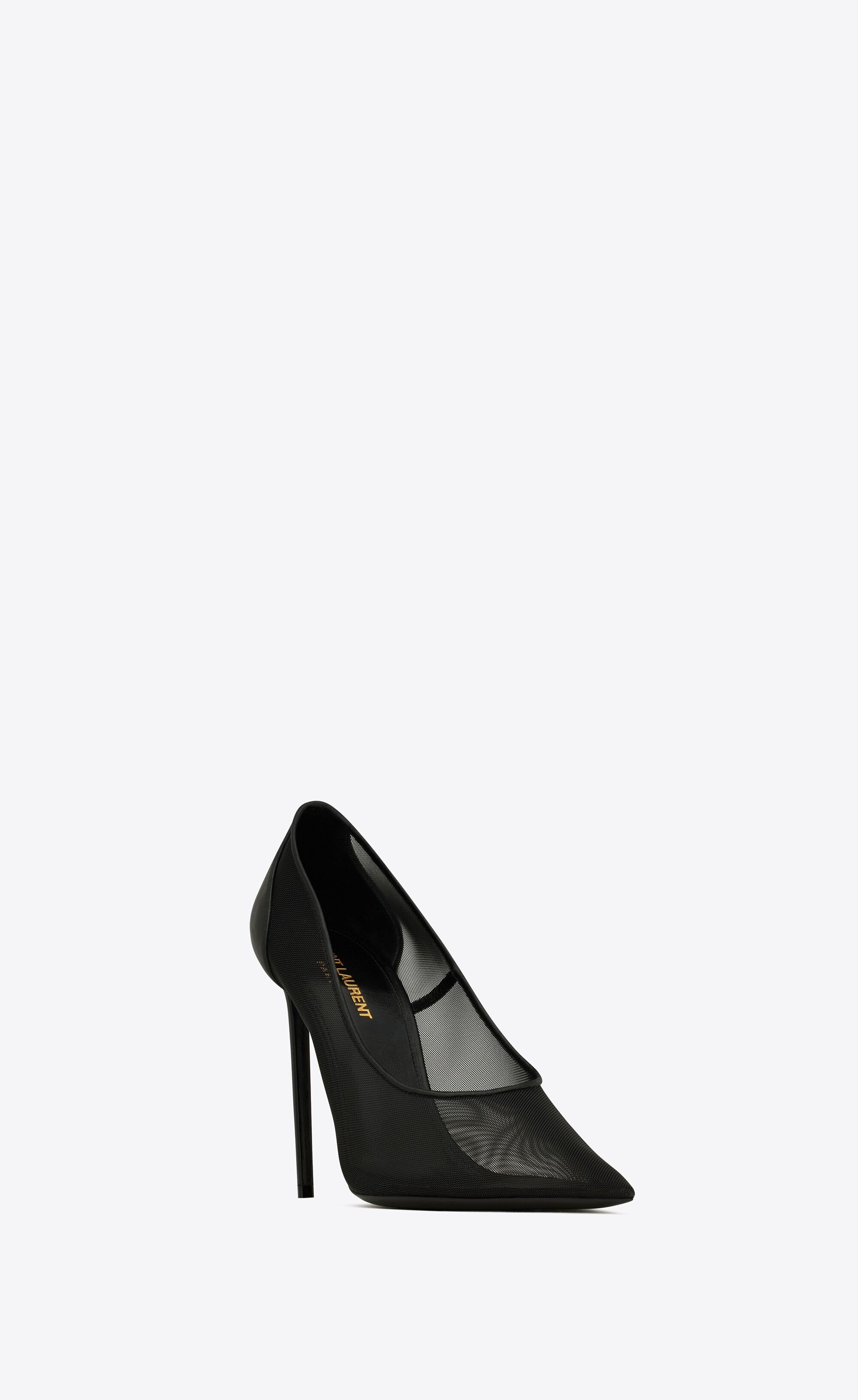 Saint Laurent Paris o1s1wg111224 Anja Pumps in Tulle and Smooth Leather in Black Size US 9 / IT 39 - 3 Thumbnail