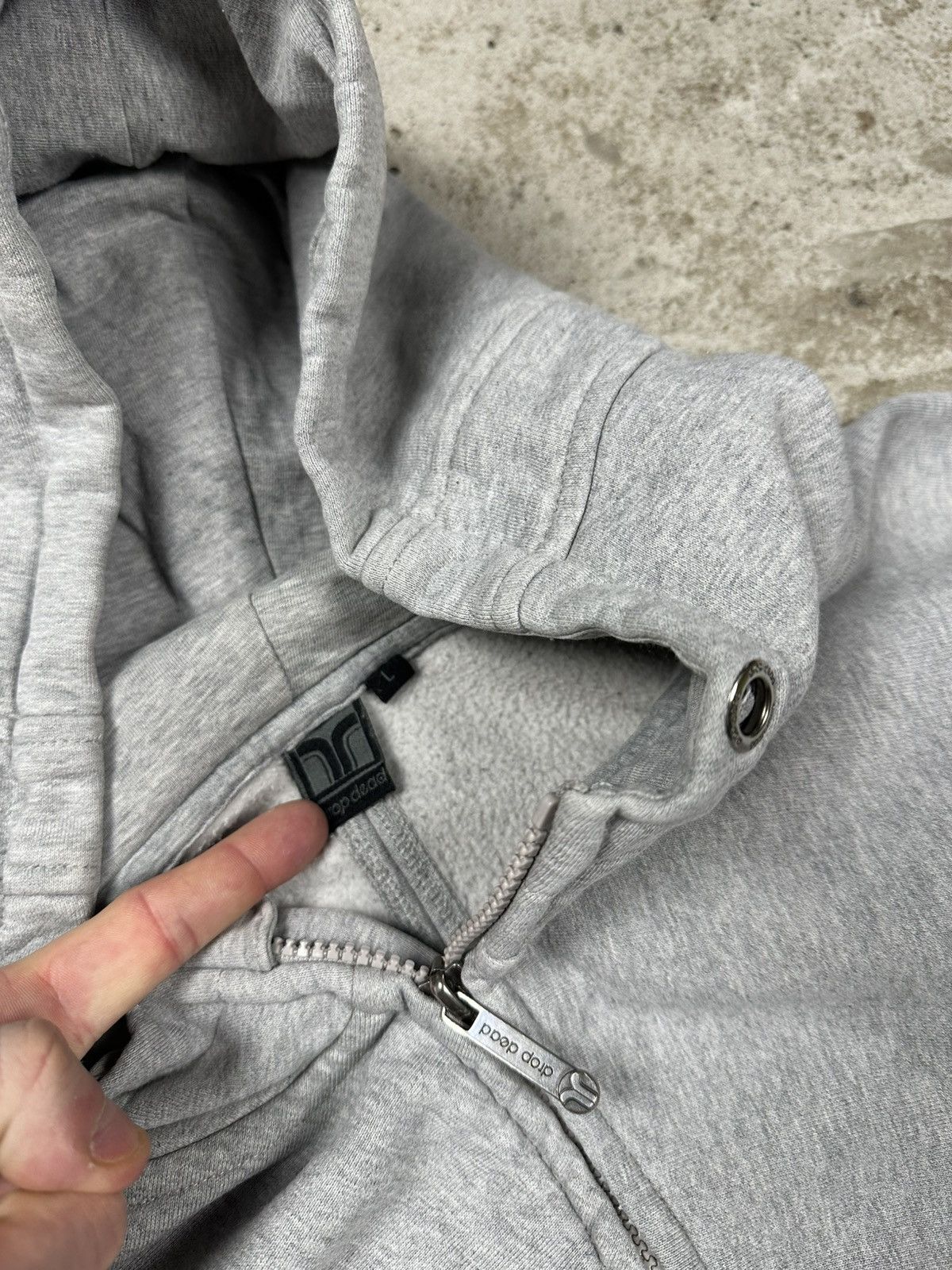 Drop Dead × Drop Dead Clothing Vintage Y2K Drop Dead Grey Full Zip Heavyweight Hoodie Size US L / EU 52-54 / 3 - 8 Thumbnail