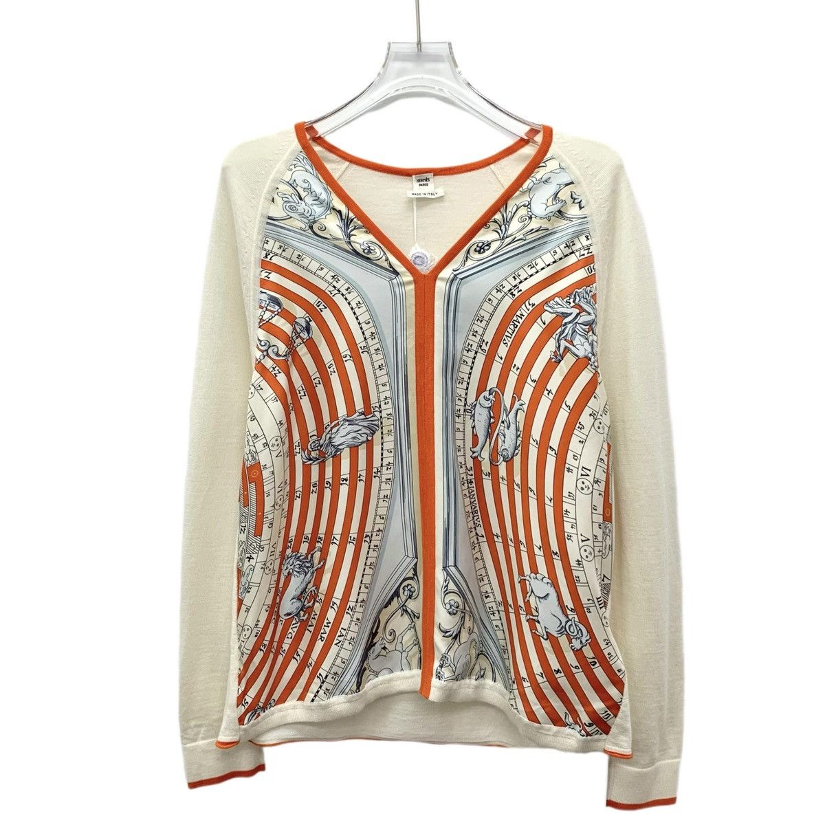 Hermes Hermès Silk Cashmere V-neck Long Sleeve Knitwear K26WX Size S / US 4 / IT 40 - 1 Thumbnail