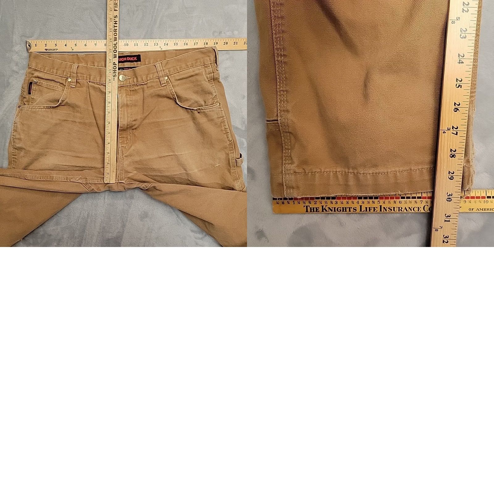 Vintage Tough Duck Jeans Men 38x30 Brown Canvas Carpenter Cargo Utility Pocket Workwear Size US 38 / EU 54 - 8 Thumbnail