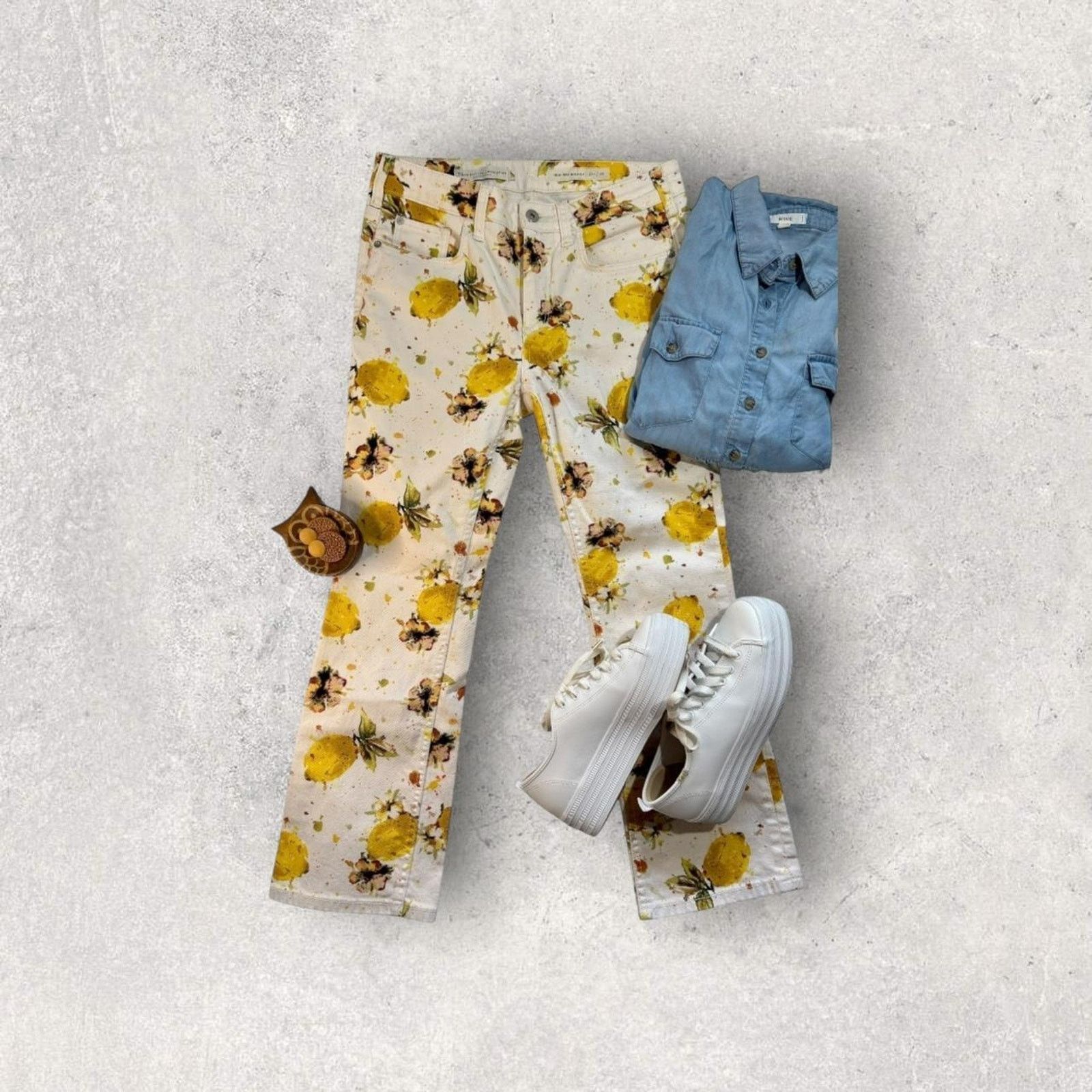 Anthropologie Anthropologie Lemon Print Jeans Size 28" / US 6 / IT 42 - 2 Thumbnail