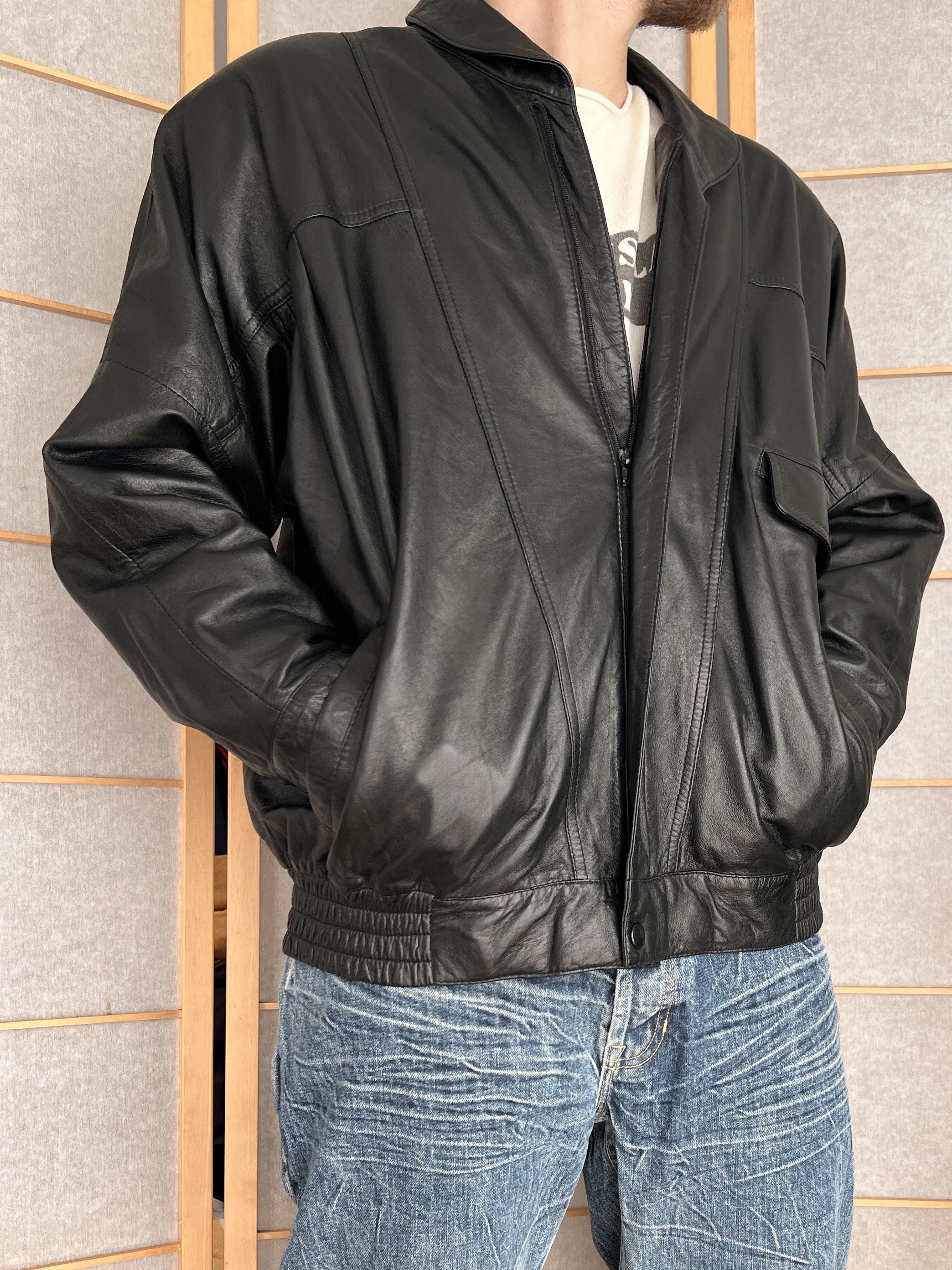 Yohji Yamamoto 2000s JAPANESE ISSEY MIYAKE STYLE LEATHER JACKET LGB I6W9 L Size US M / EU 48-50 / 2 - 3 Thumbnail