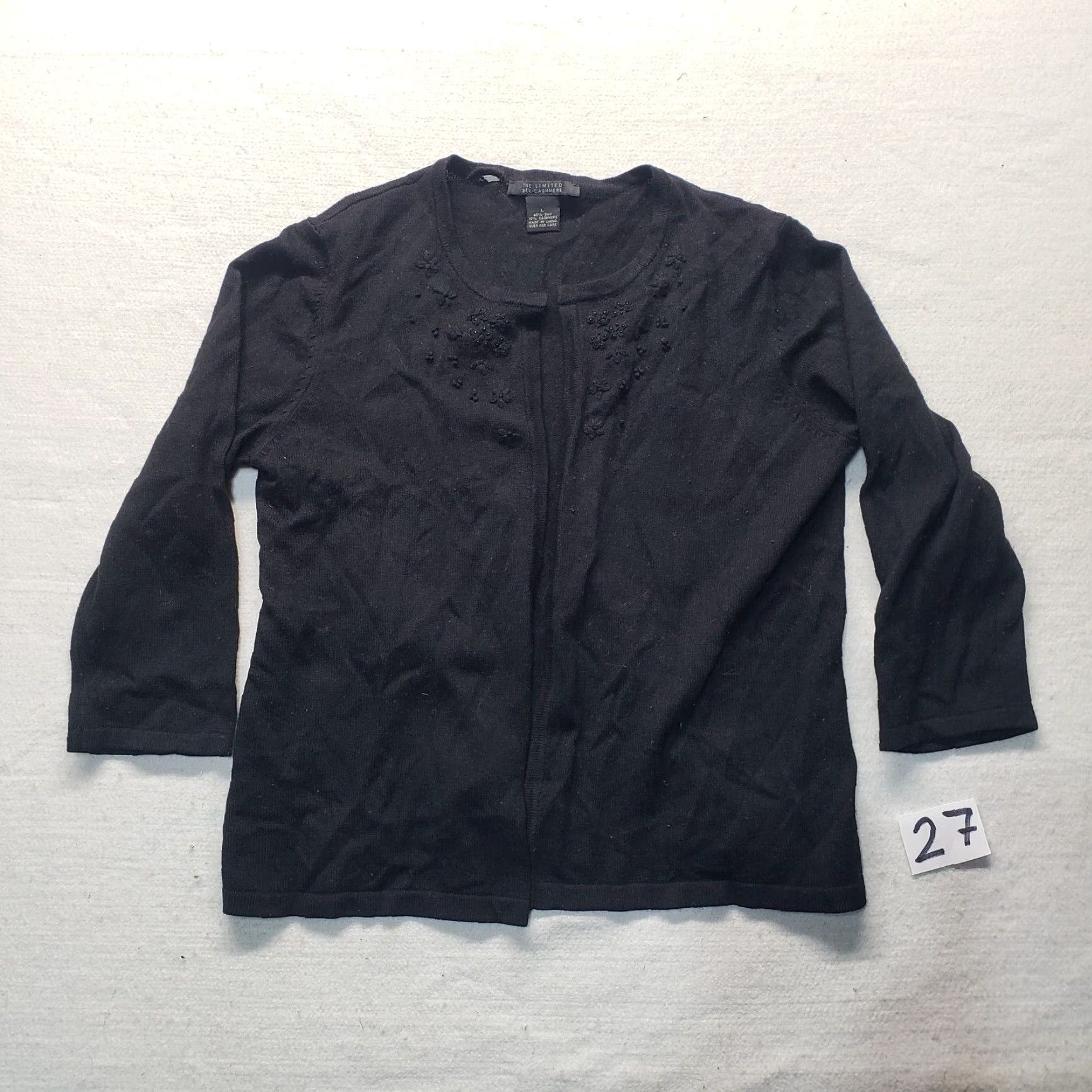 Vintage Vintage The Limited Black Silk Cashmere Blend Button-Up Cardigan Women's Large Fall Winter Size M / US 6-8 / IT 42-44 - 2 Thumbnail
