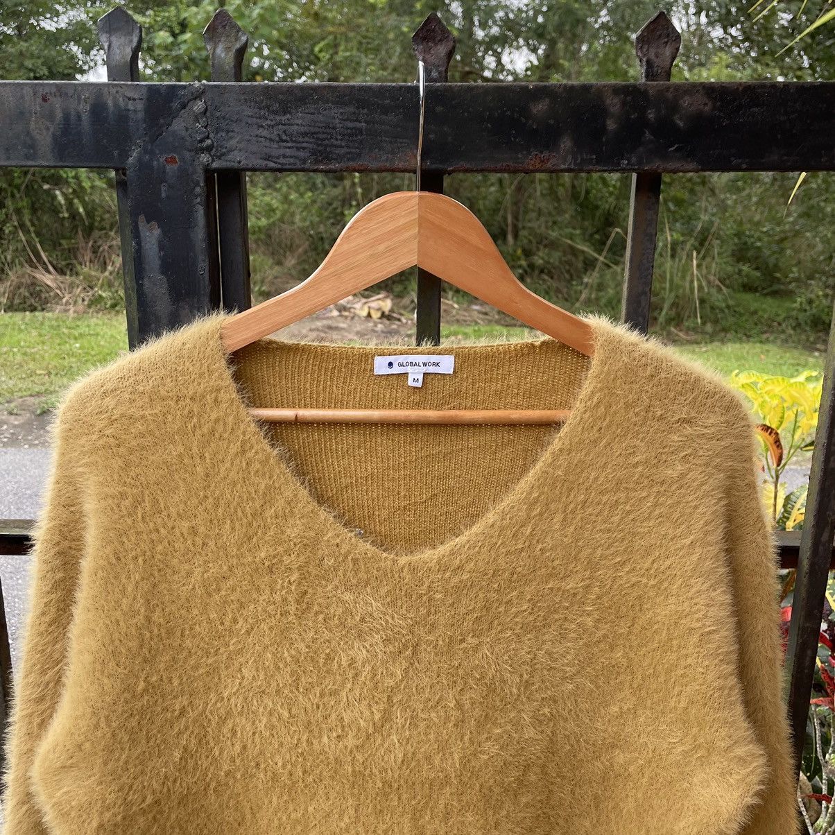 Global Work × Japanese Brand × Vintage 🔥Vintage Global Work Henley Women Wool Mohair Crop Tops Size M / US 6-8 / IT 42-44 - 3 Thumbnail