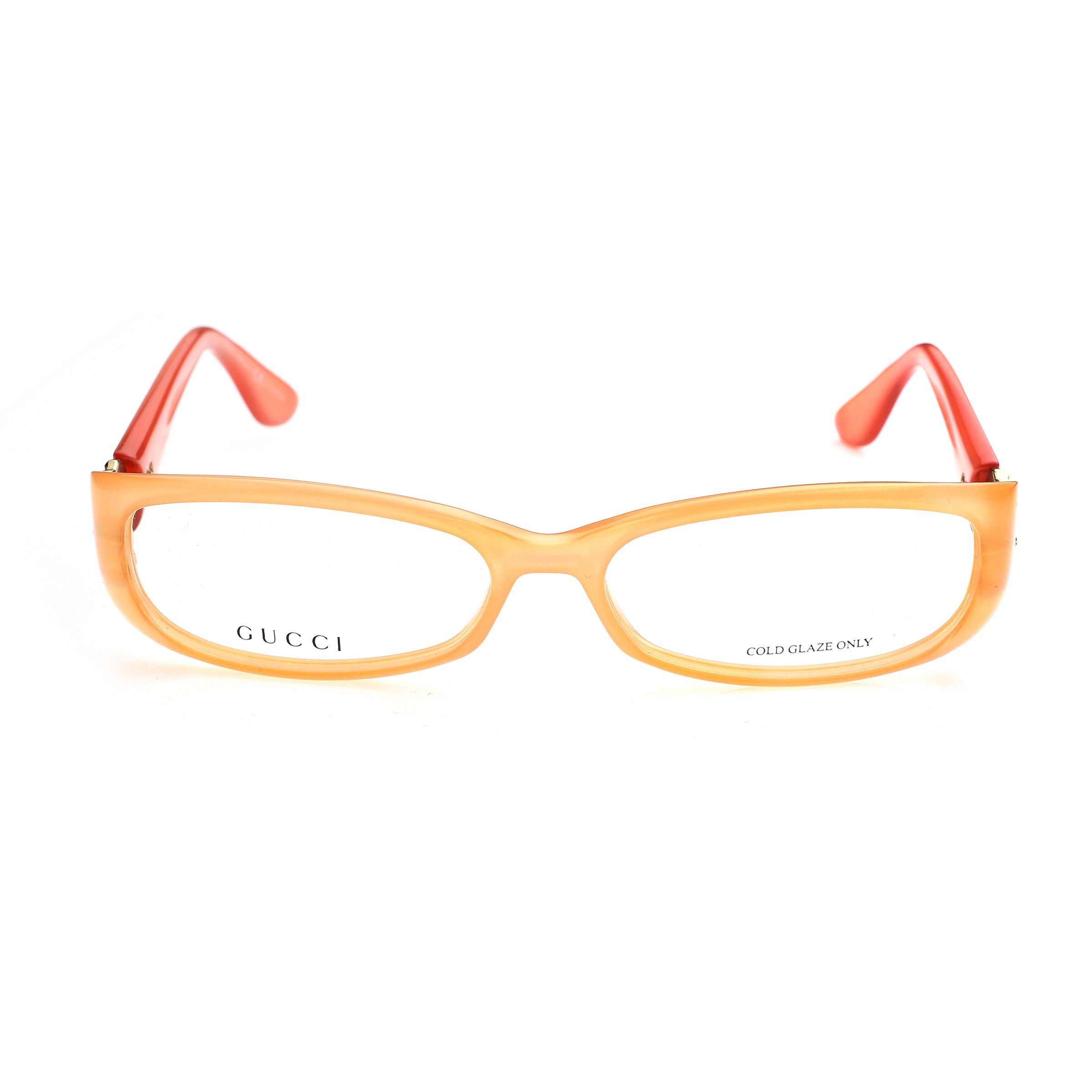 Gucci × Vintage Gucci '00s Peach & Red Signature Rectangular Frame Glasses Size ONE SIZE - 3 Thumbnail