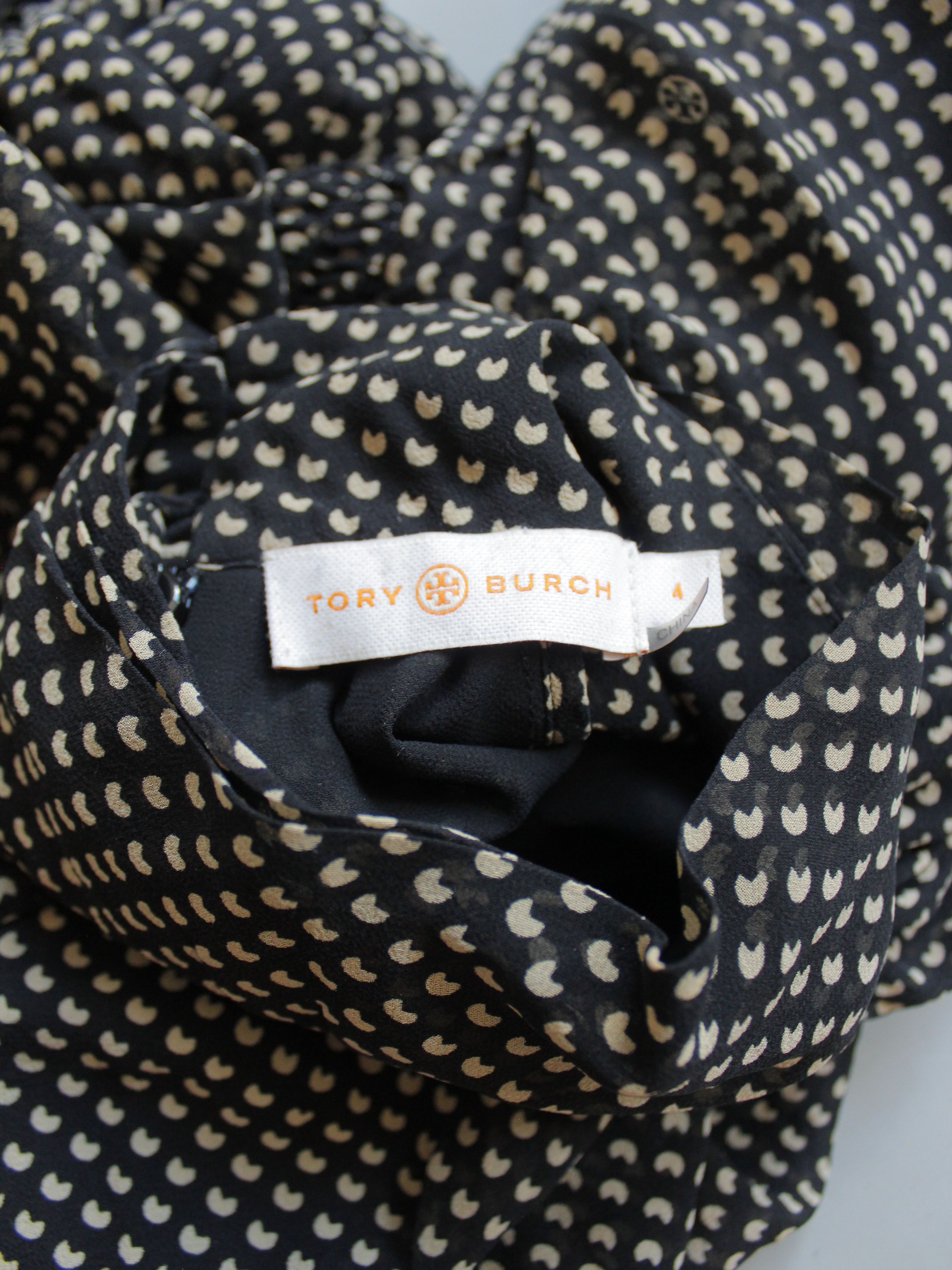 Tory Burch TORY BURCH 100% SILK MAXI DRESS LINED DOTTED SIZE 4 BLACK Size S / US 4 / IT 40 - 11 Thumbnail