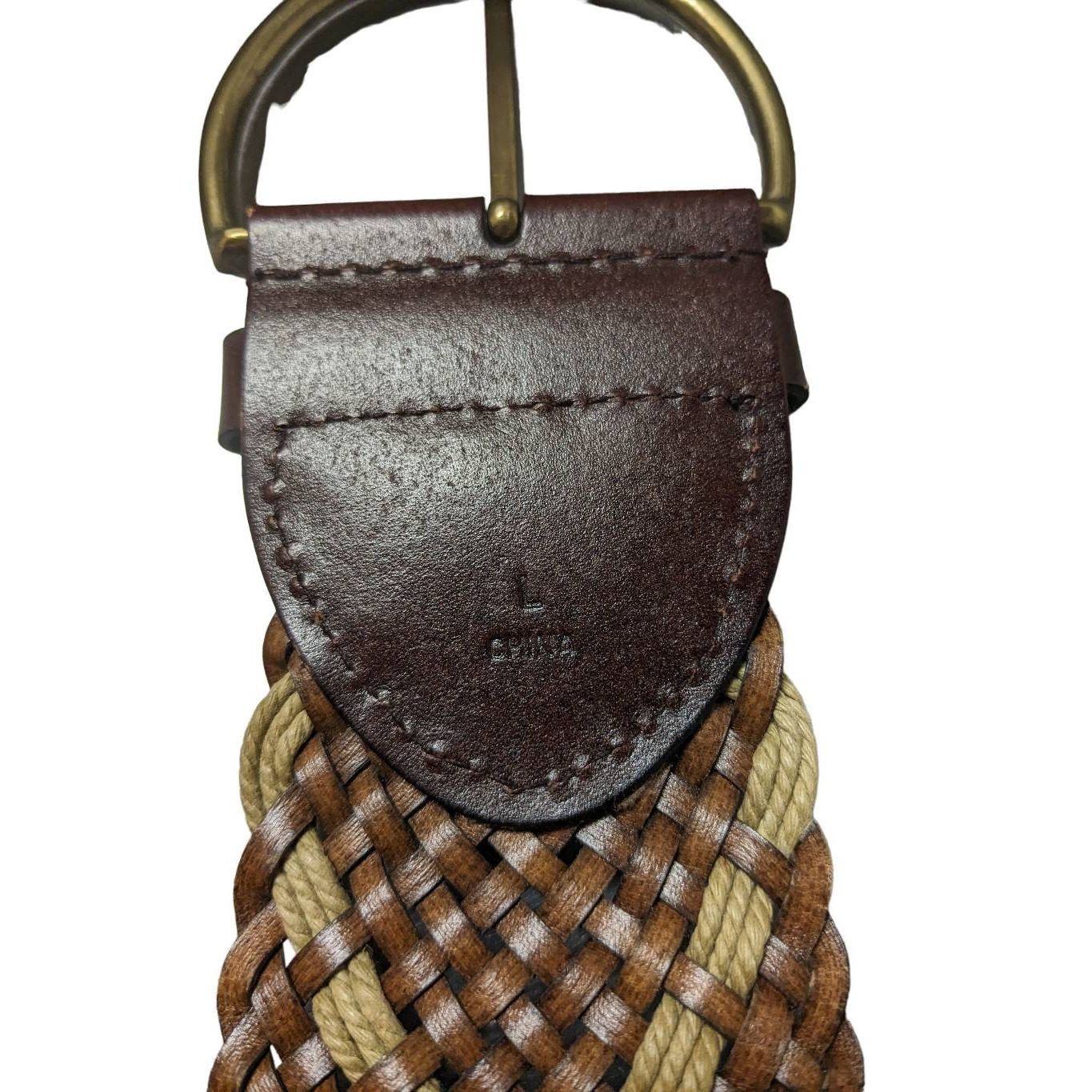 Other Women’s Wide Braided Tan & Brown Leather Look Belt Large NWO Size ONE SIZE - 3 Thumbnail