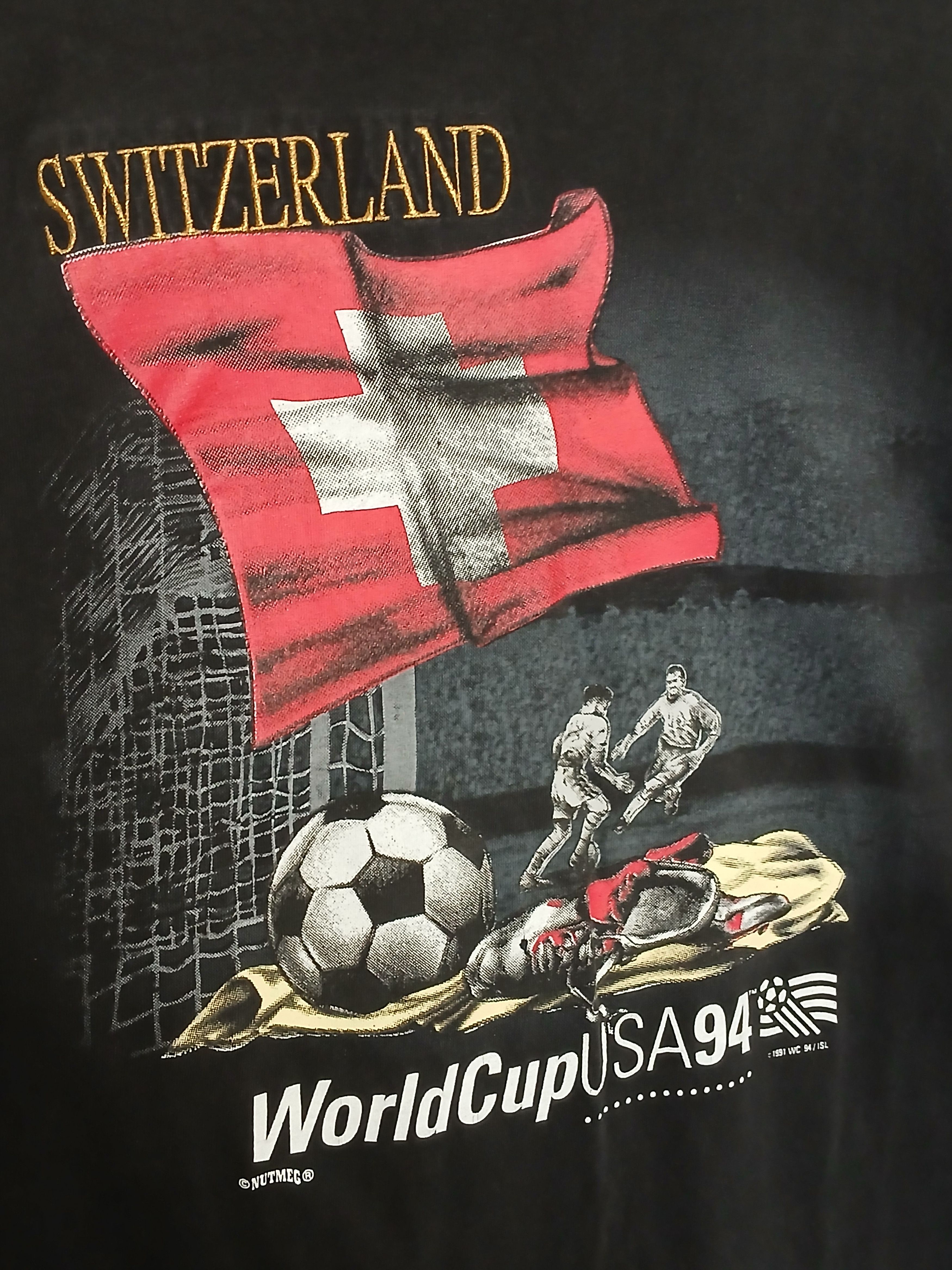 Nutmeg Vintage Switzerland World Cup USA 1994 Football T-Shirt Size US XL / EU 56 / 4 - 3 Thumbnail