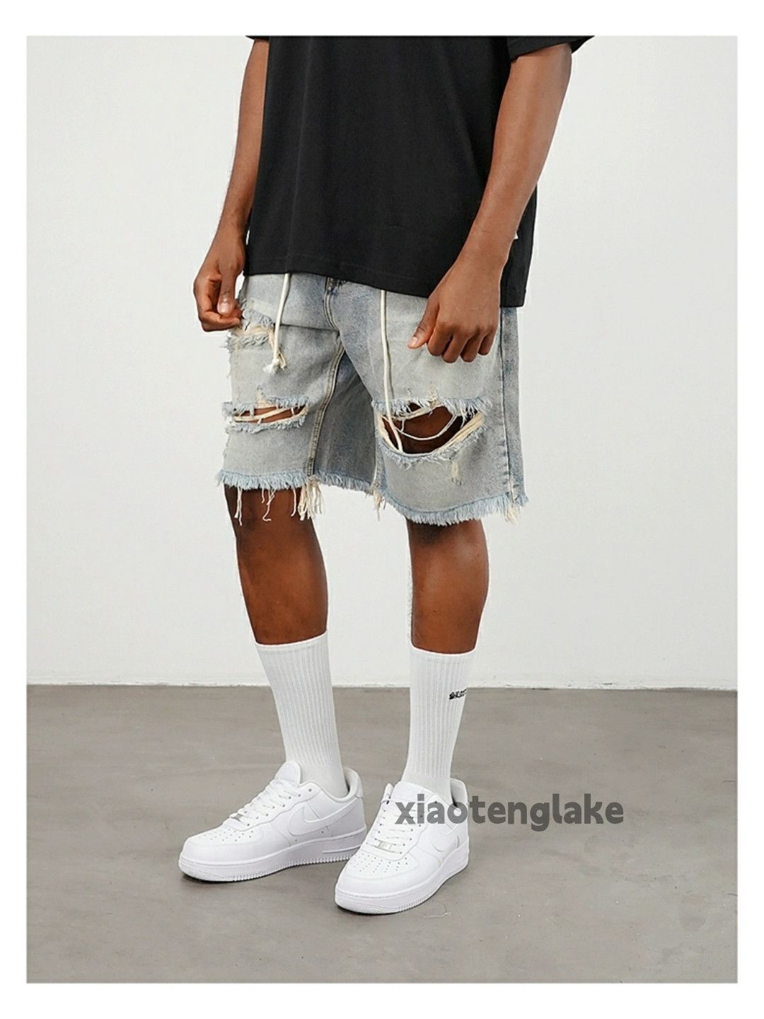 Jean × Vintage washed faded skate hiphop damaged ripped shorts Size US 36 / EU 52 - 5 Thumbnail