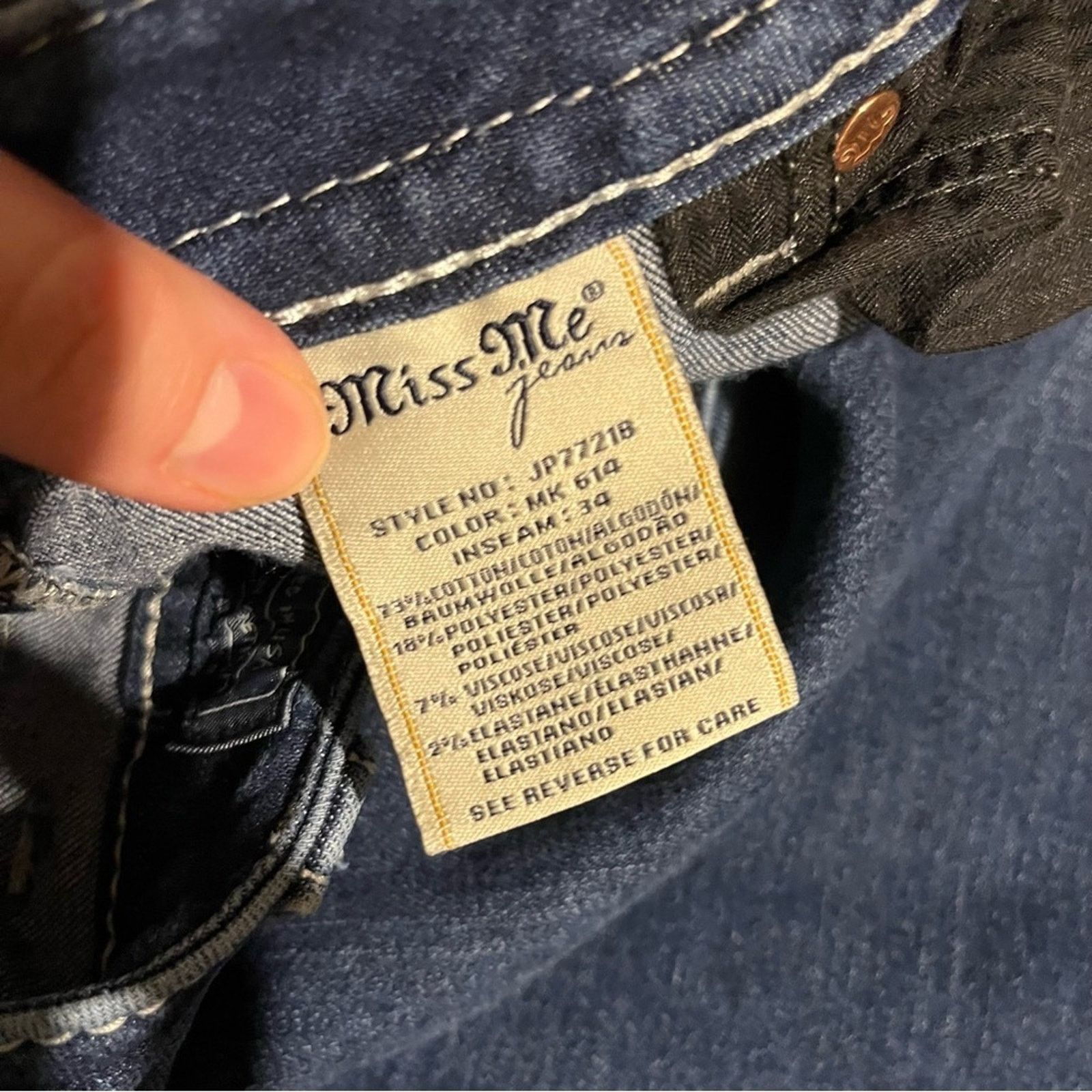 Miss Me Miss Me Jeans Womens 28 Blue Low Rise Signature Boot Cut Size 28" / US 6 / IT 42 - 3 Thumbnail
