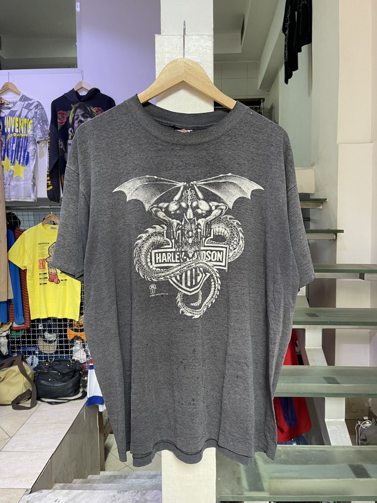 Harley Davidson × Vintage Vintage Gargoyle Harley Davidson t shirt 1988 80s Size US XL / EU 56 / 4 - 1 Thumbnail