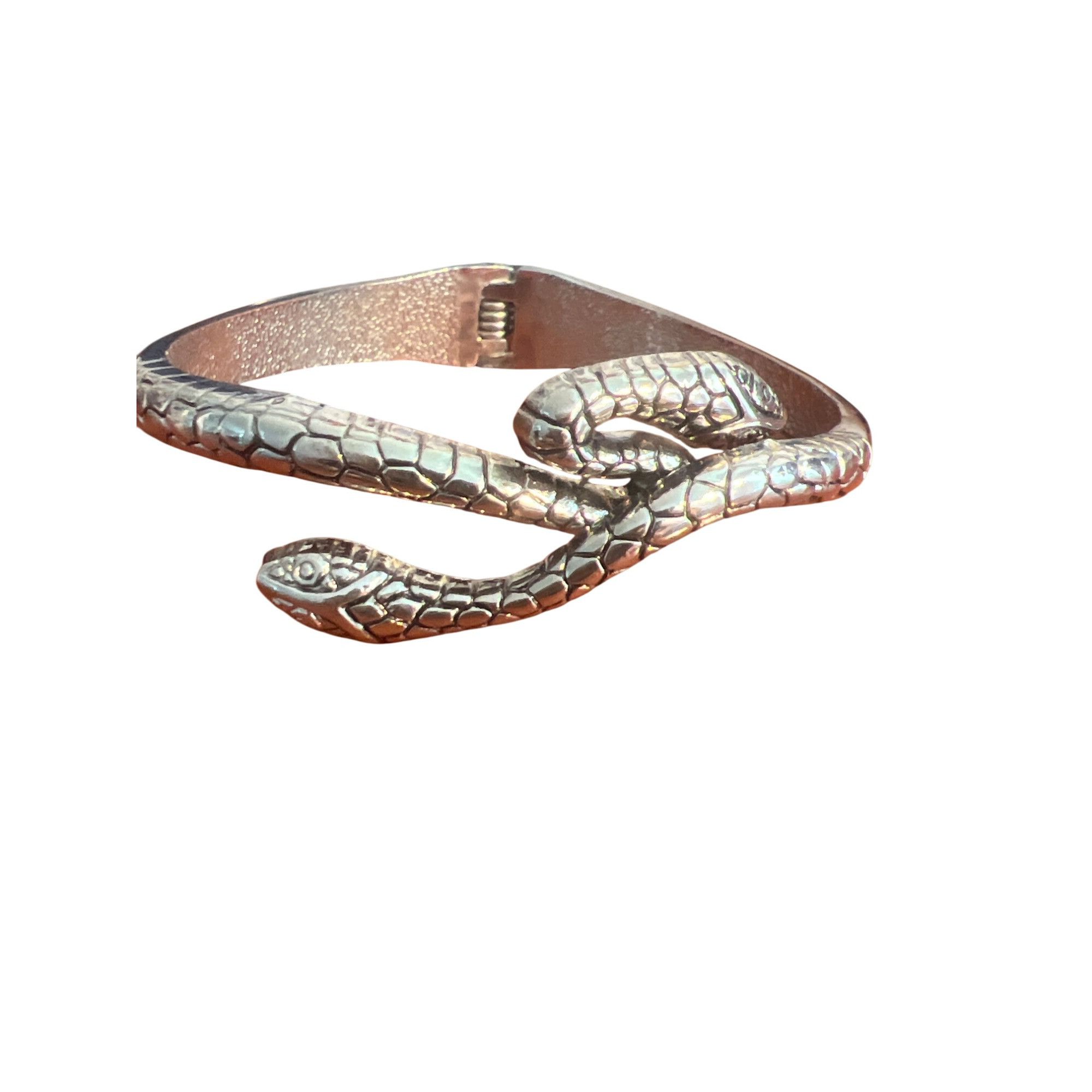 Other Silver Tone Snake Serpent Cuff Bracelet Bypass Hinged Serpen Size ONE SIZE - 1 Thumbnail
