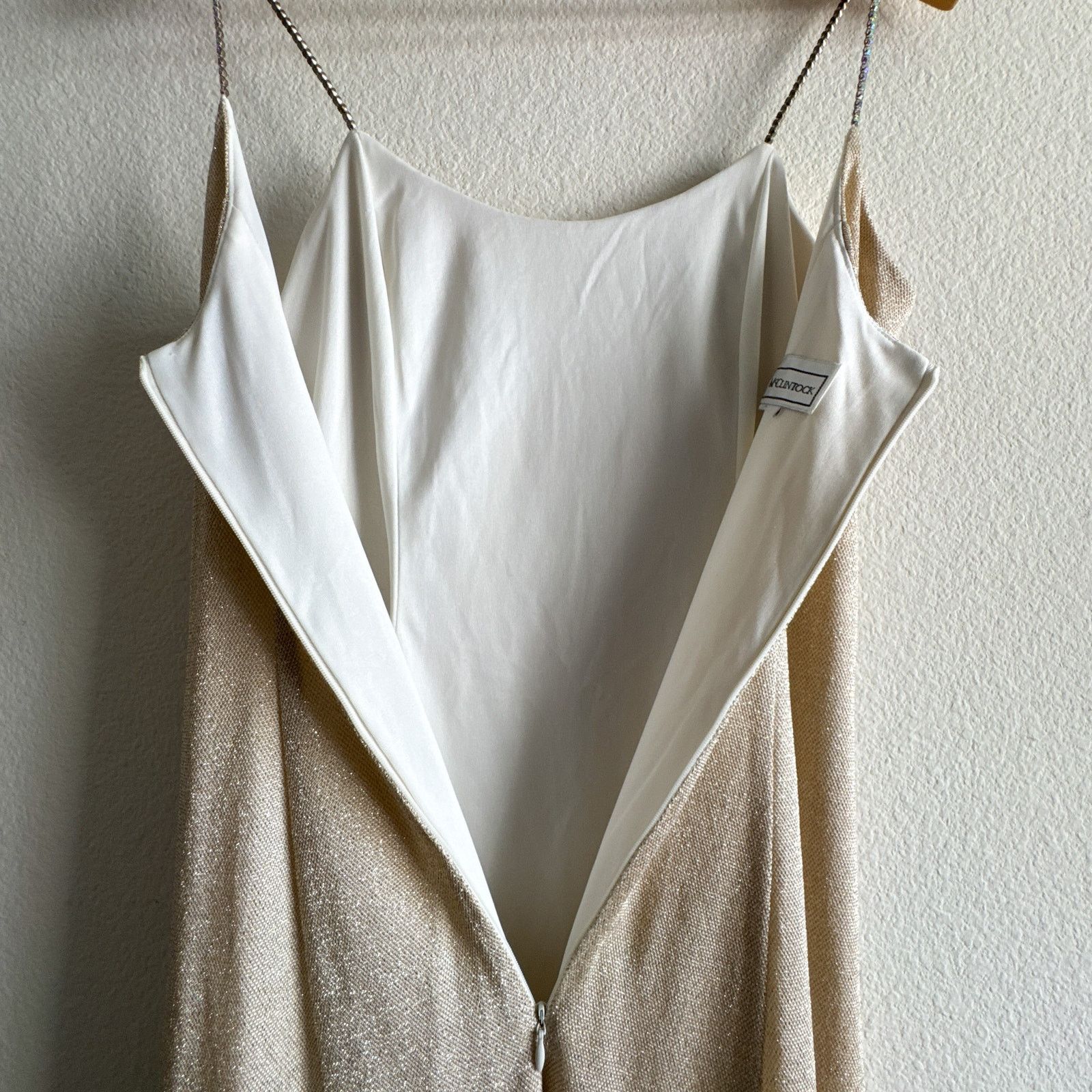 Jessica McClintock × Other 90s Scott McClintock Gold Shimmer Slip Dress Rhinestone Size S / US 4 / IT 40 - 10 Thumbnail