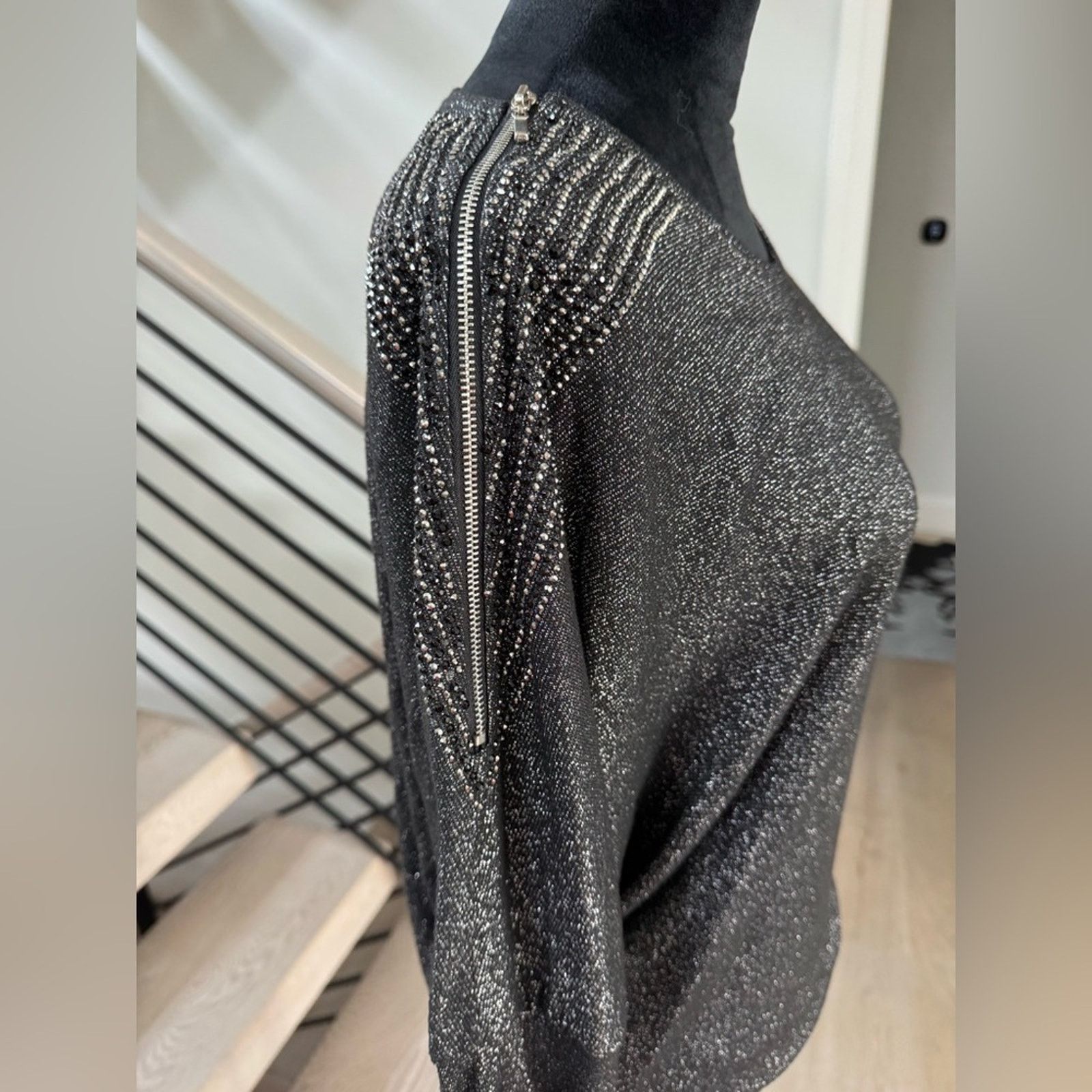Other New Sparkling Black 3/4 Sleeve Sweater Size S / US 4 / IT 40 - 4 Thumbnail