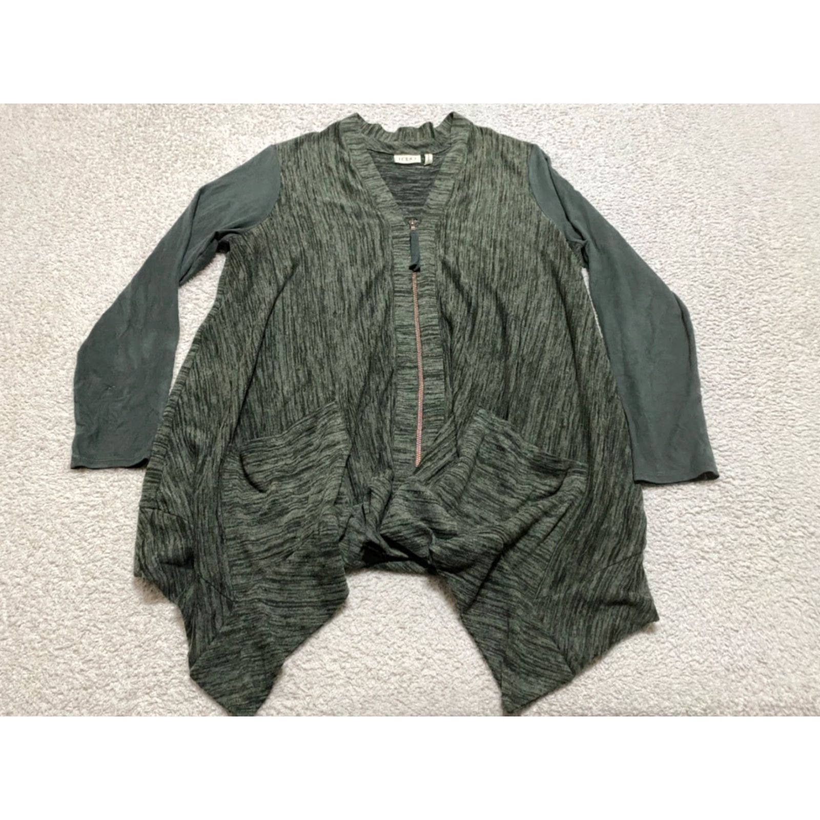 Vintage LOGO by Lori Goldstein Womens Medium Shirt Brown Striped Full Zip Velvet Sleeves Size M / US 6-8 / IT 42-44 - 2 Thumbnail