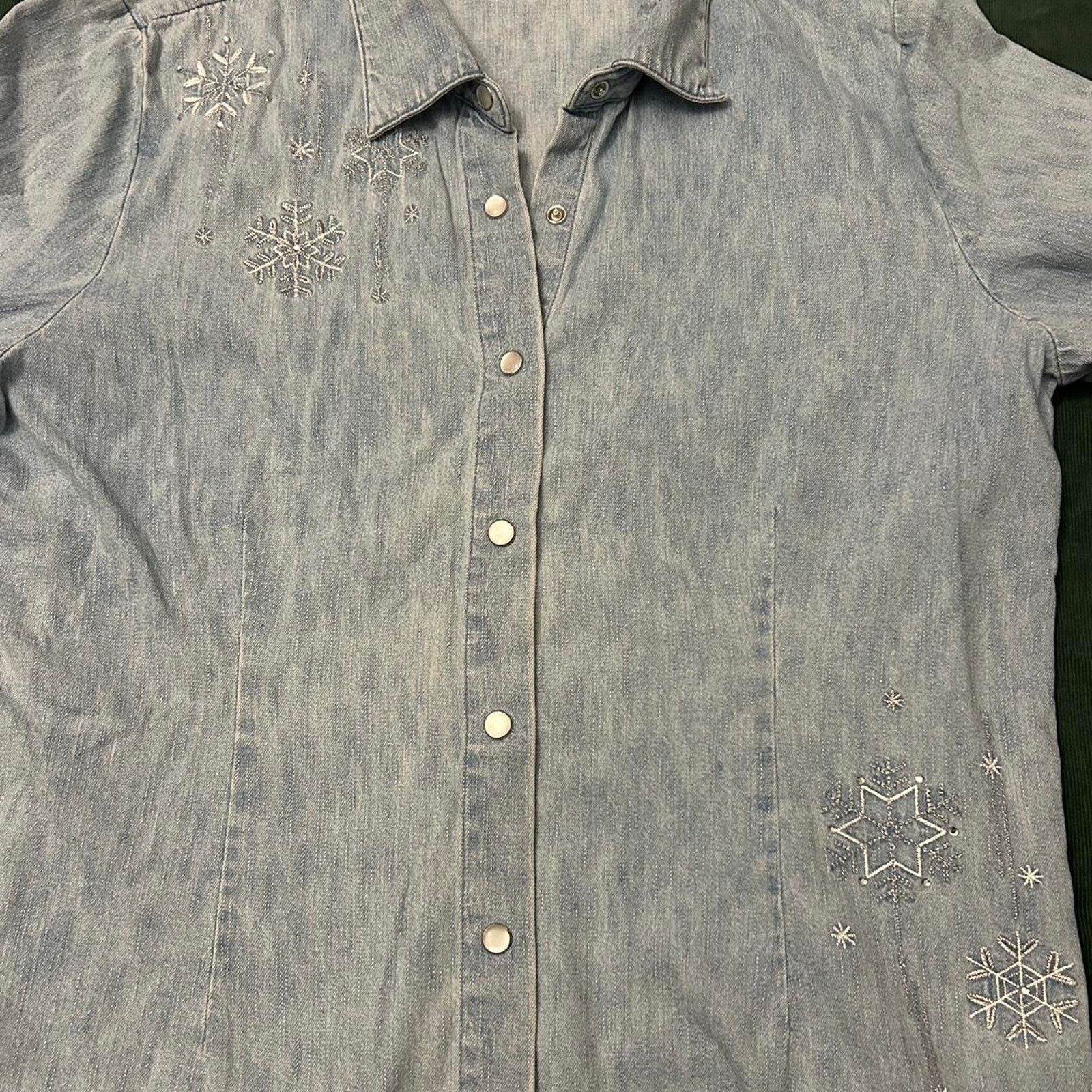 Other Vintage embroidered snowflake long sleeve Size US XL / EU 56 / 4 - 4 Thumbnail